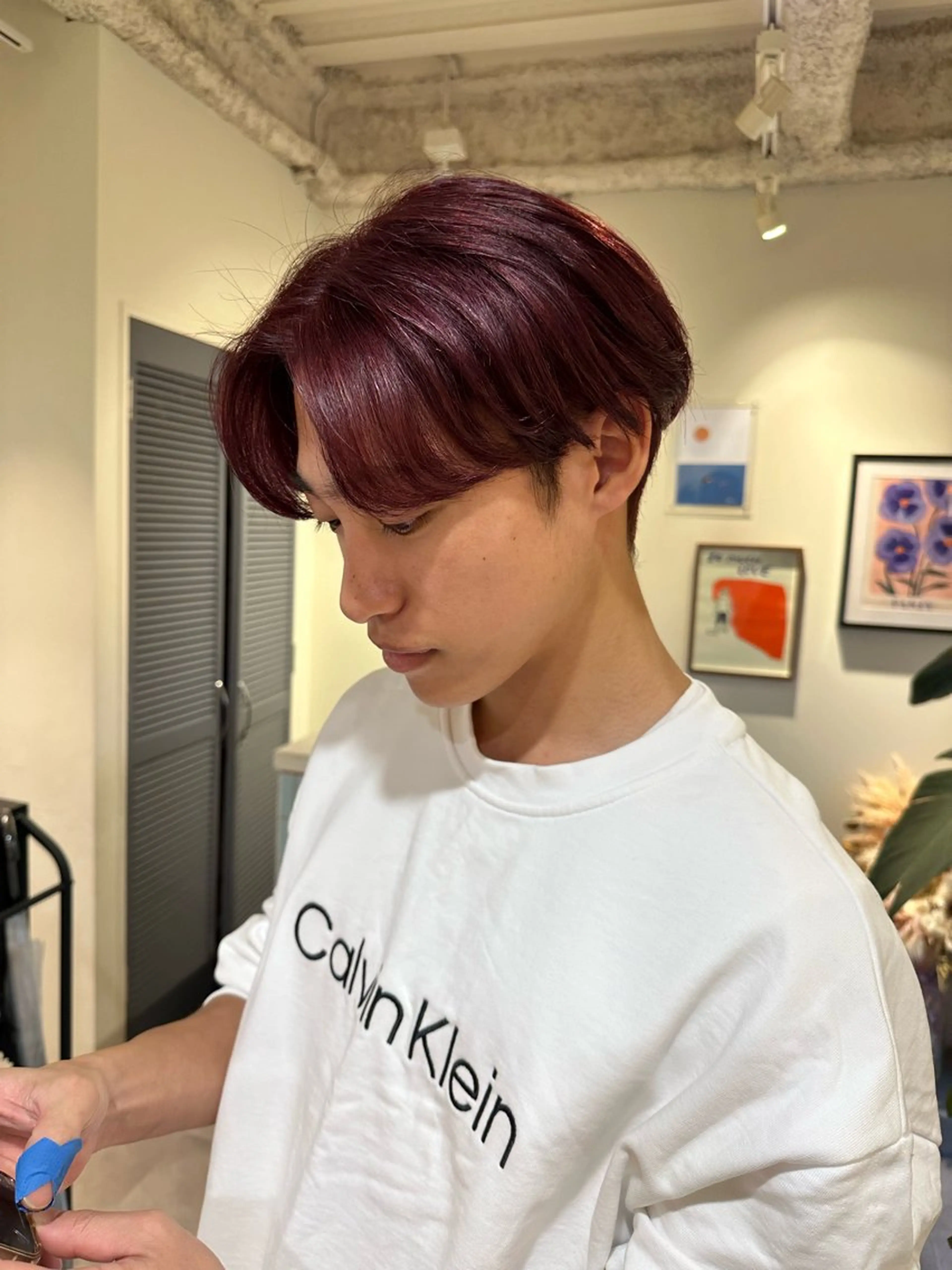 ショート カラー メンズ ヘアカラー HANAME 原宿美容室のヘアスタイル