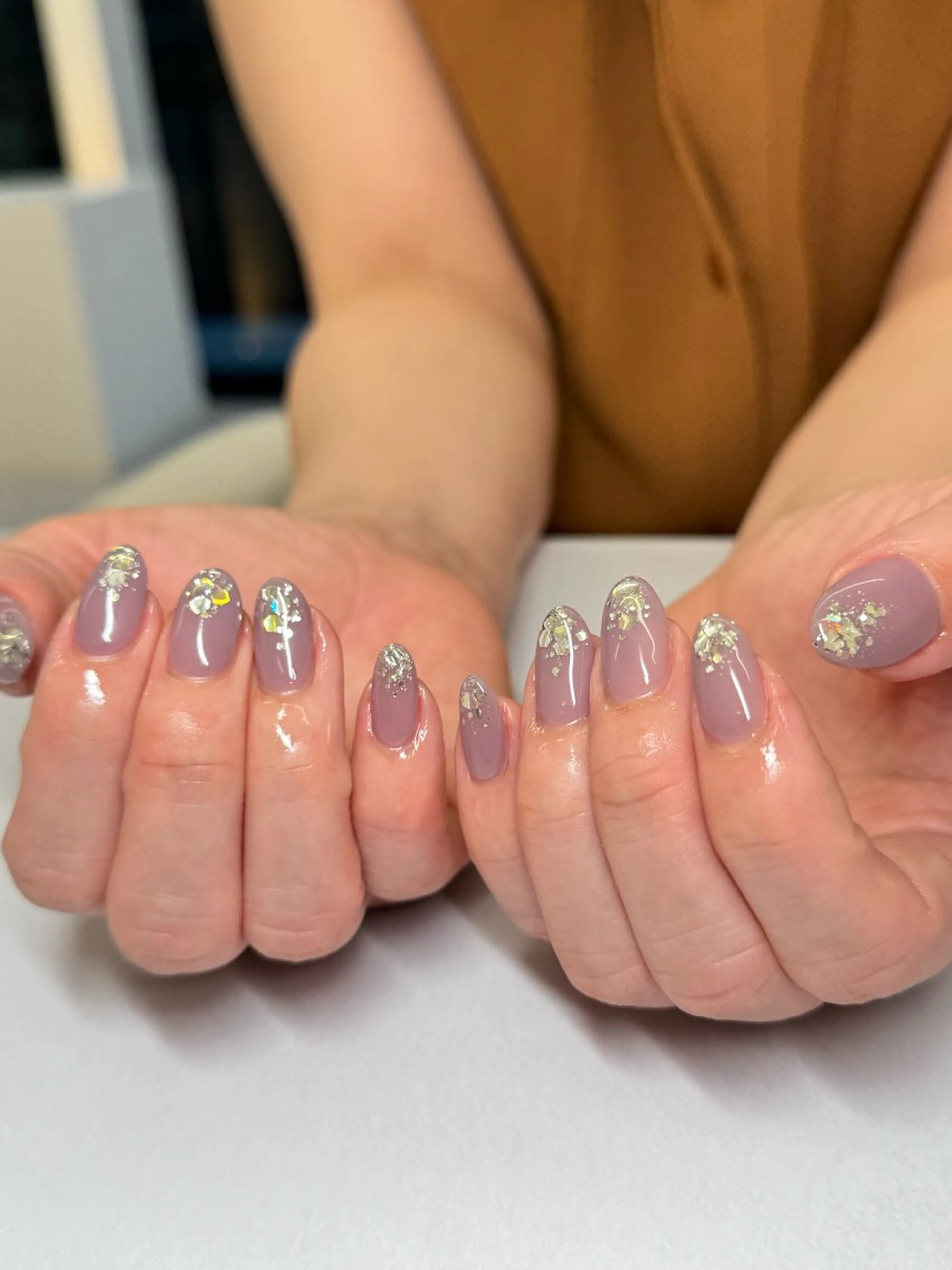 ネイル ジェルネイル キラキラネイル ワンカラーネイル パラジェル シンプルネイル WHITELY みどりのネイルデザイン