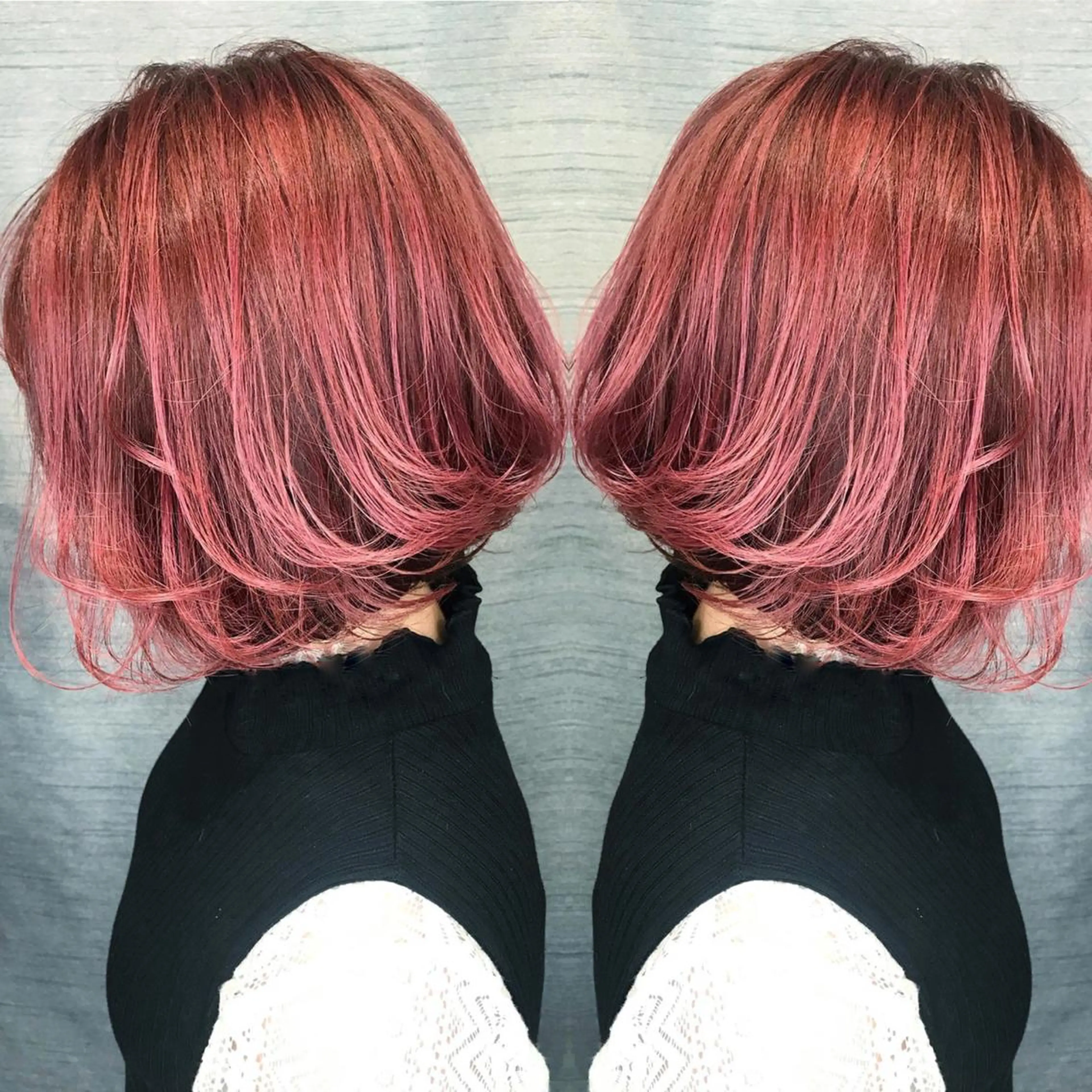 ショート カラー パーマ ヘアアレンジ ネイル マツエク・マツパ ハイライトカラー レッドカラー ハイライト 赤色 ボブ、縮毛矯正👑 心斎橋/高城涼也のヘアスタイル