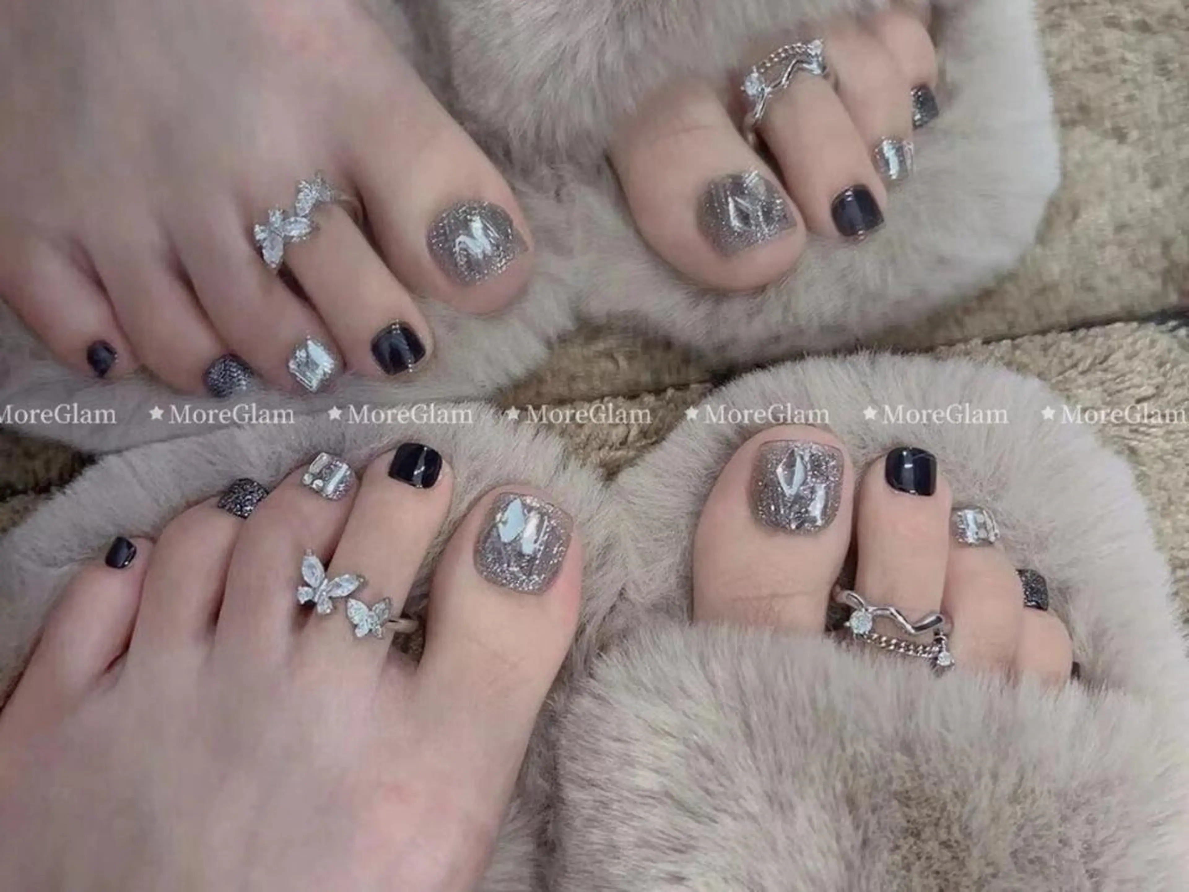 ネイル 長さ出し フットネイル フレンチネイル ジェルネイル ガラスフレンチ MoreGlam ネイルのネイルデザイン