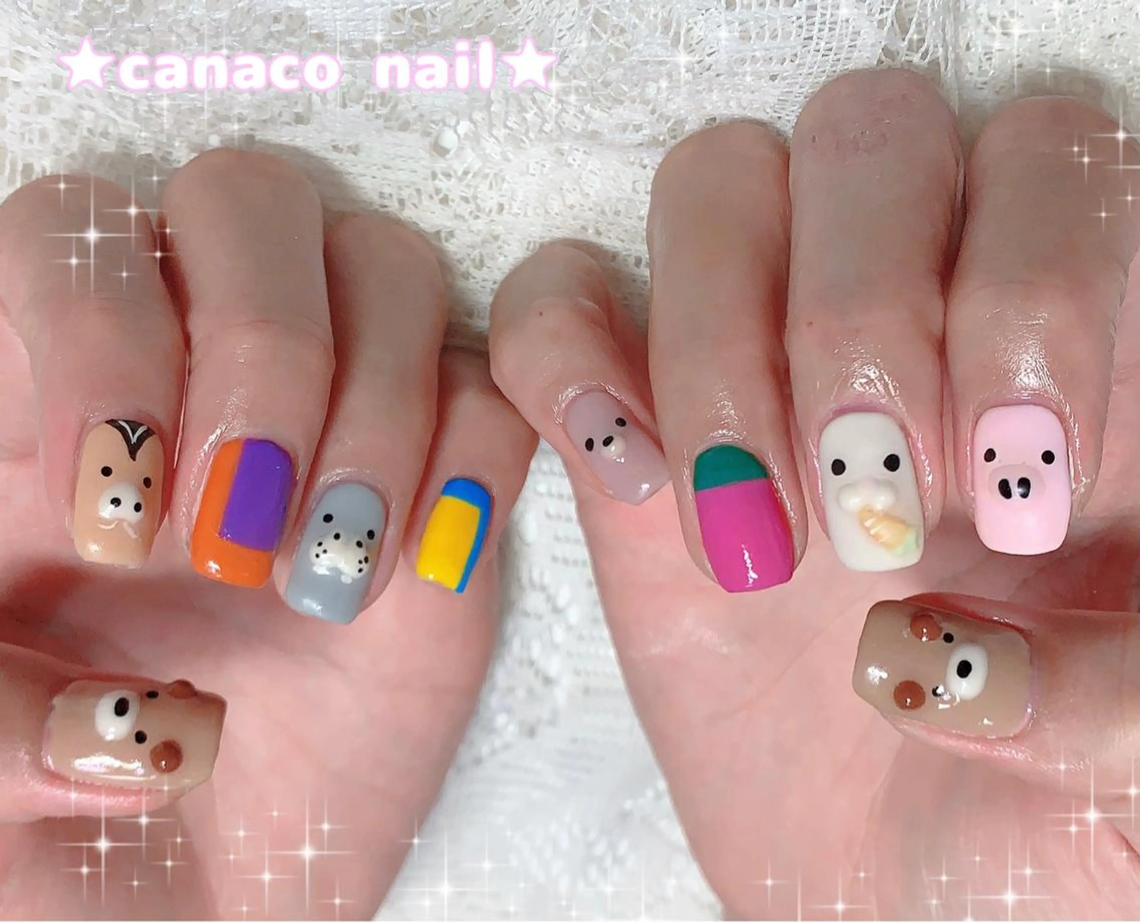 ネイル アニマル柄 アートネイル ジェルネイル パラジェル ストーンネイル ベテランネイル cnc  nailのネイルデザイン