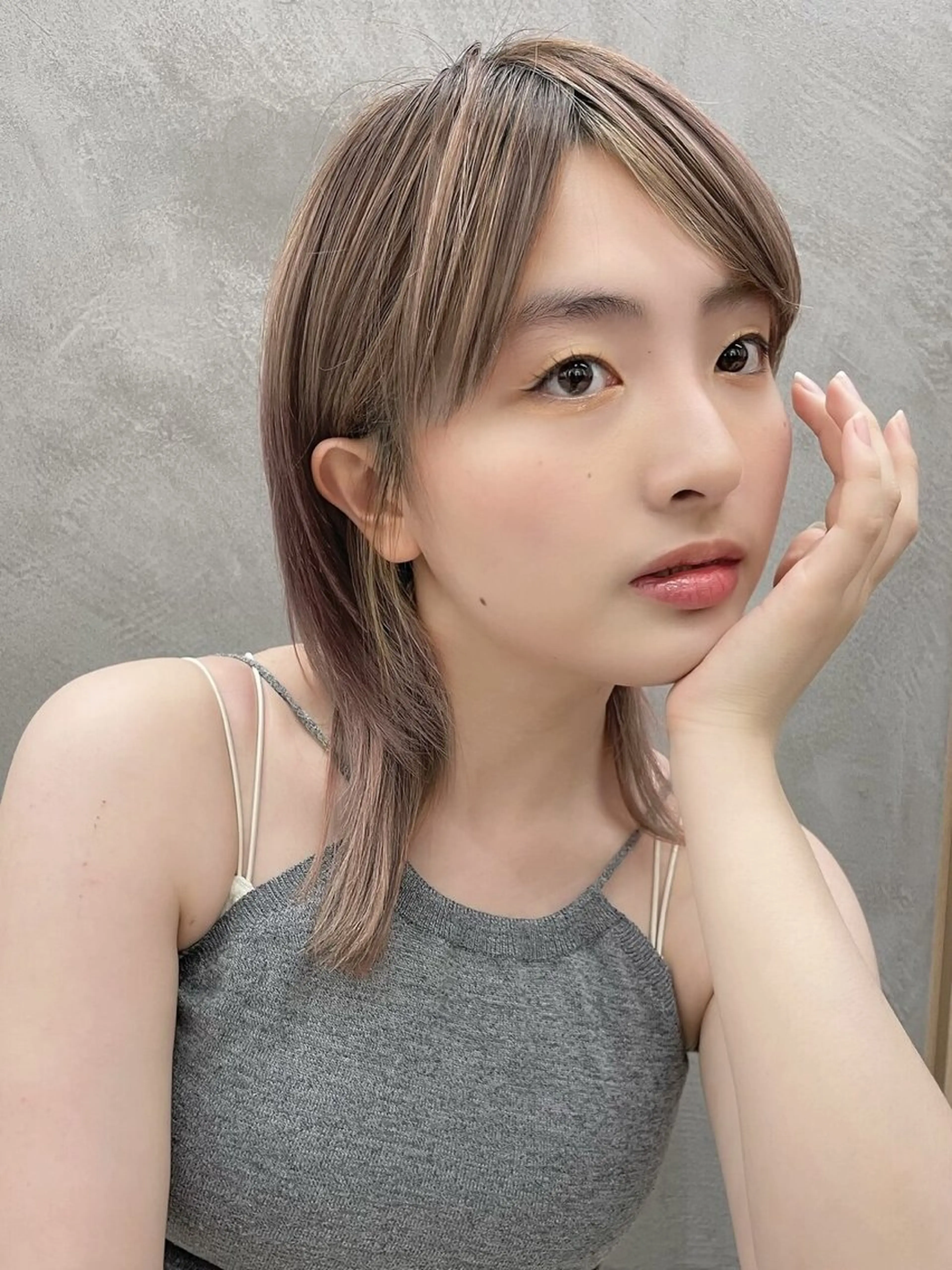 ミディアム カラー 美髪縮毛矯正/ 透明感カラー吉田光佑のヘアスタイル