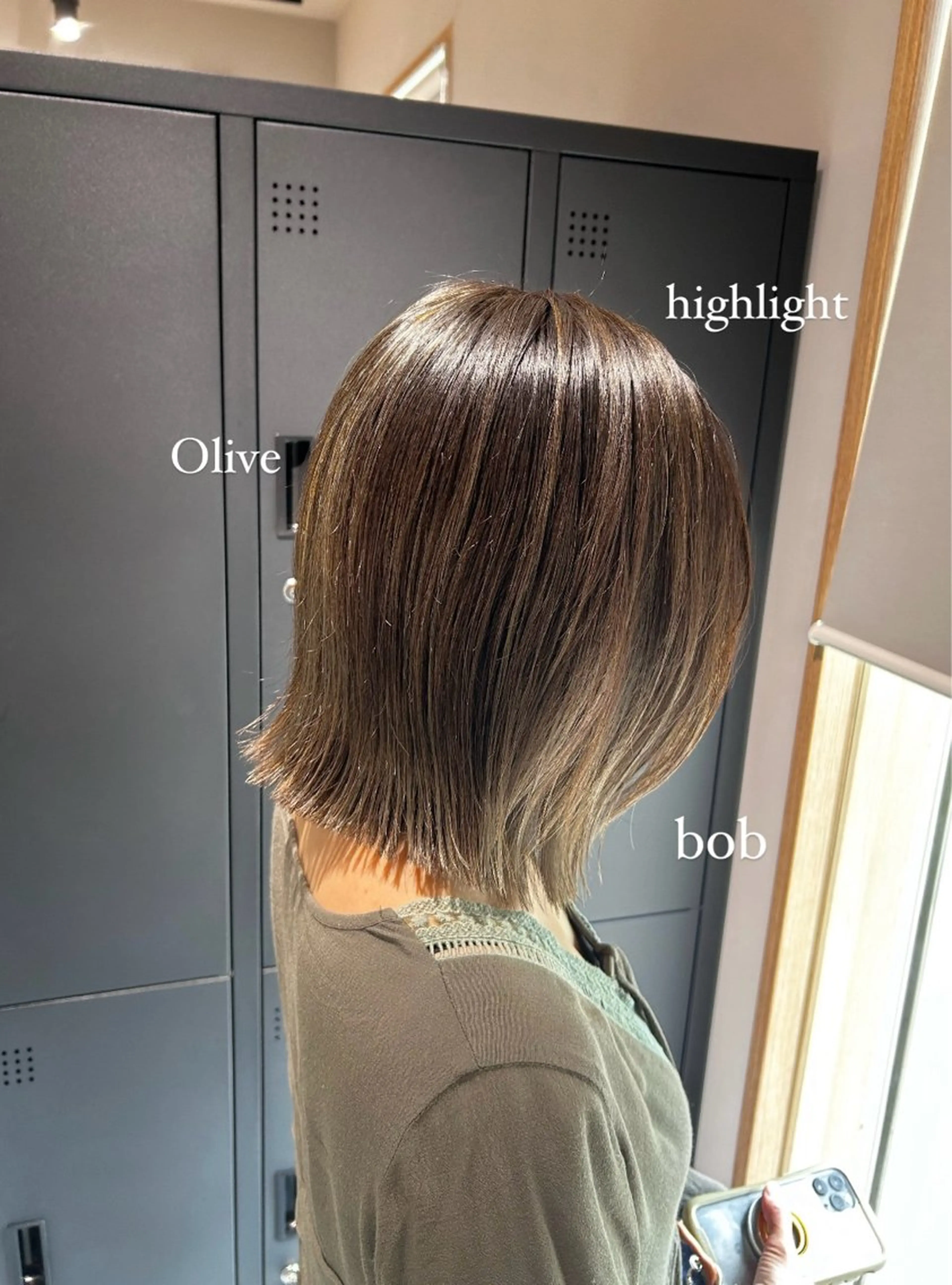 ミディアム カラー ケアカラー ハイライトカラー オリーブカラー ハイライト レイヤーカット 透明感ケアカラー/ レイヤー/ryokaのヘアスタイル