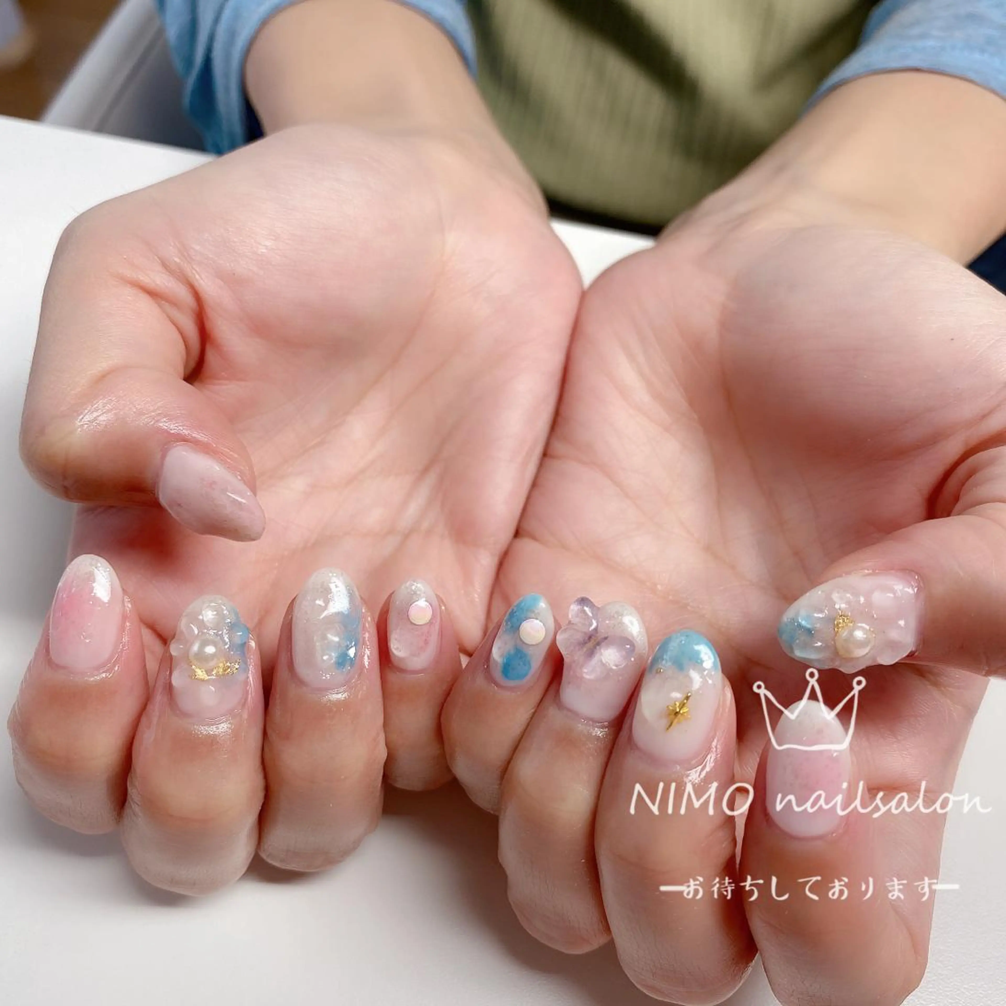 ネイル 持ち込み ストーンネイル ハンドネイル フットネイル 閨匠ビューティサロン 新橋店♡Ellieのネイルデザイン