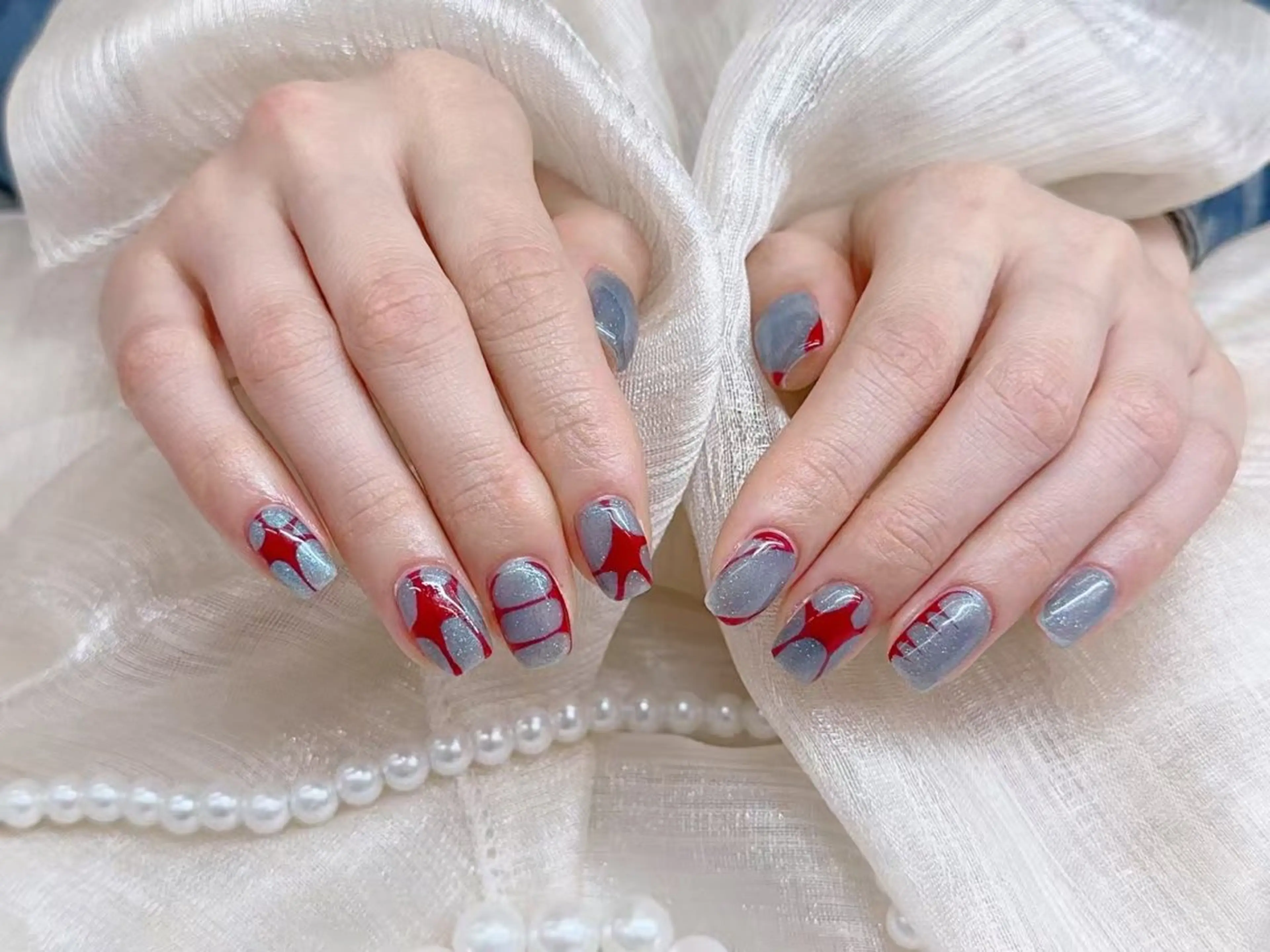 ネイル ハンドネイル ☁️Minmin Tsuki💙🩵のネイルデザイン