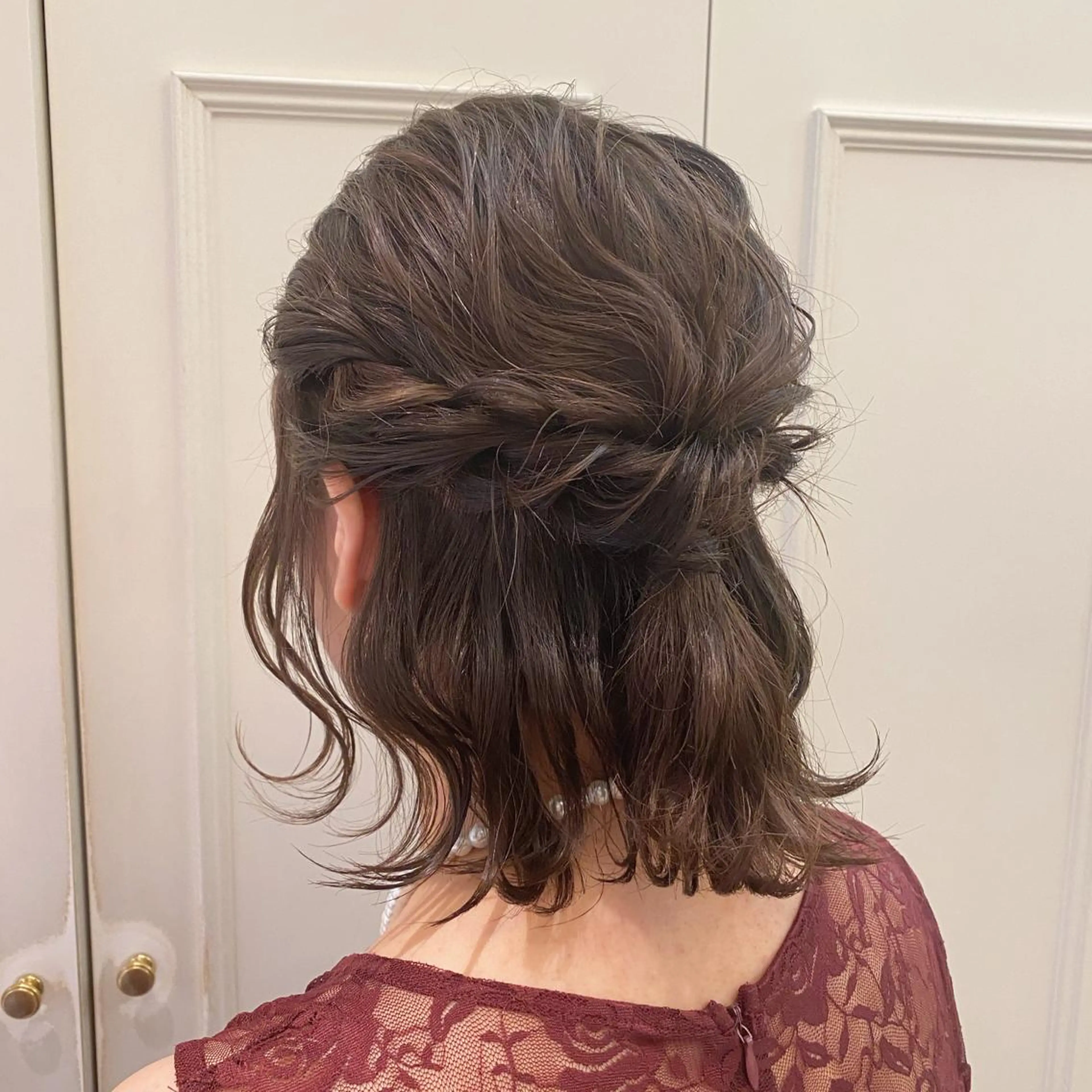 ヘアアレンジ ハーフアップ ボブ 大久保 愛のヘアスタイル