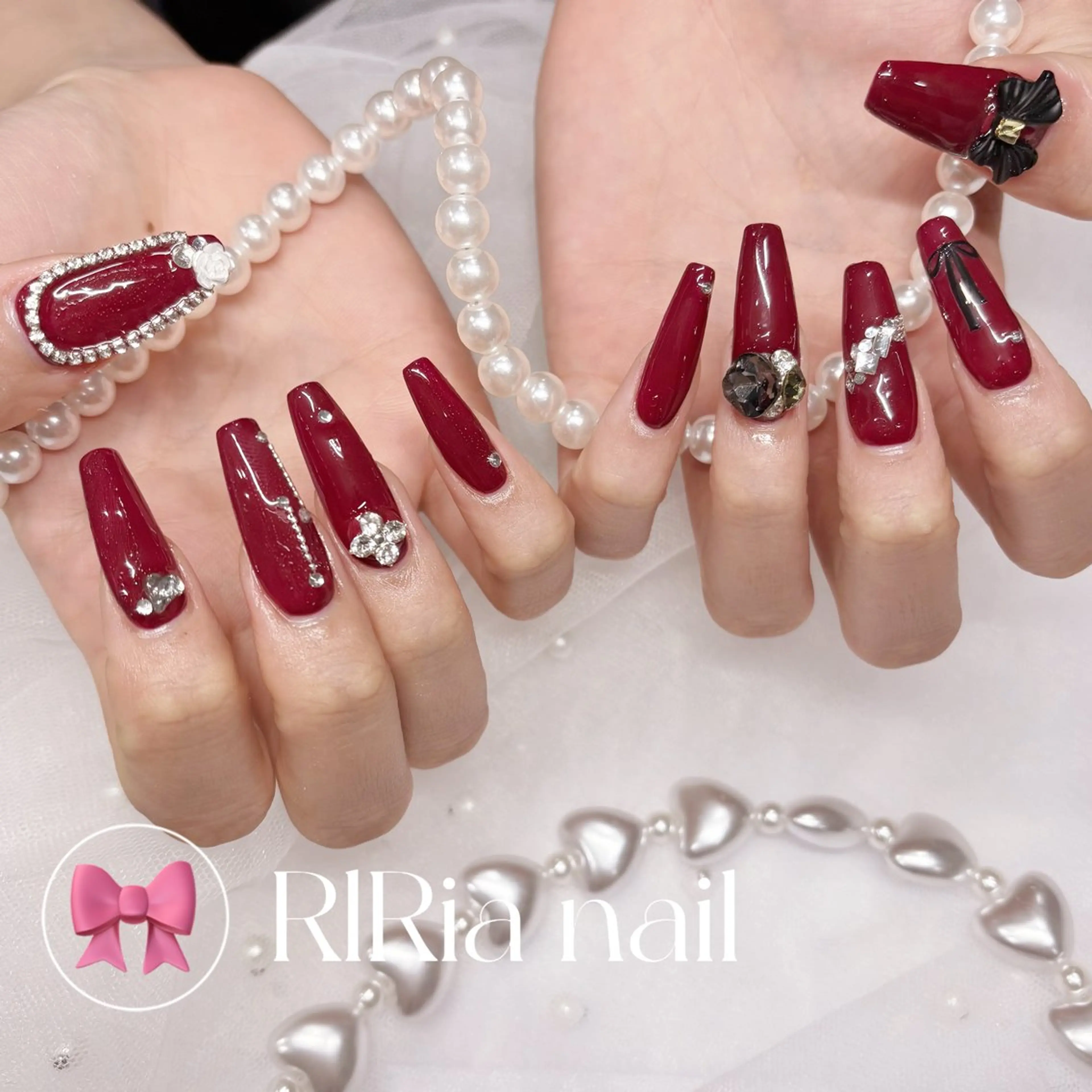 ネイル ボルドー ハンドネイル 🎀RIRia nail🎀のネイルデザイン
