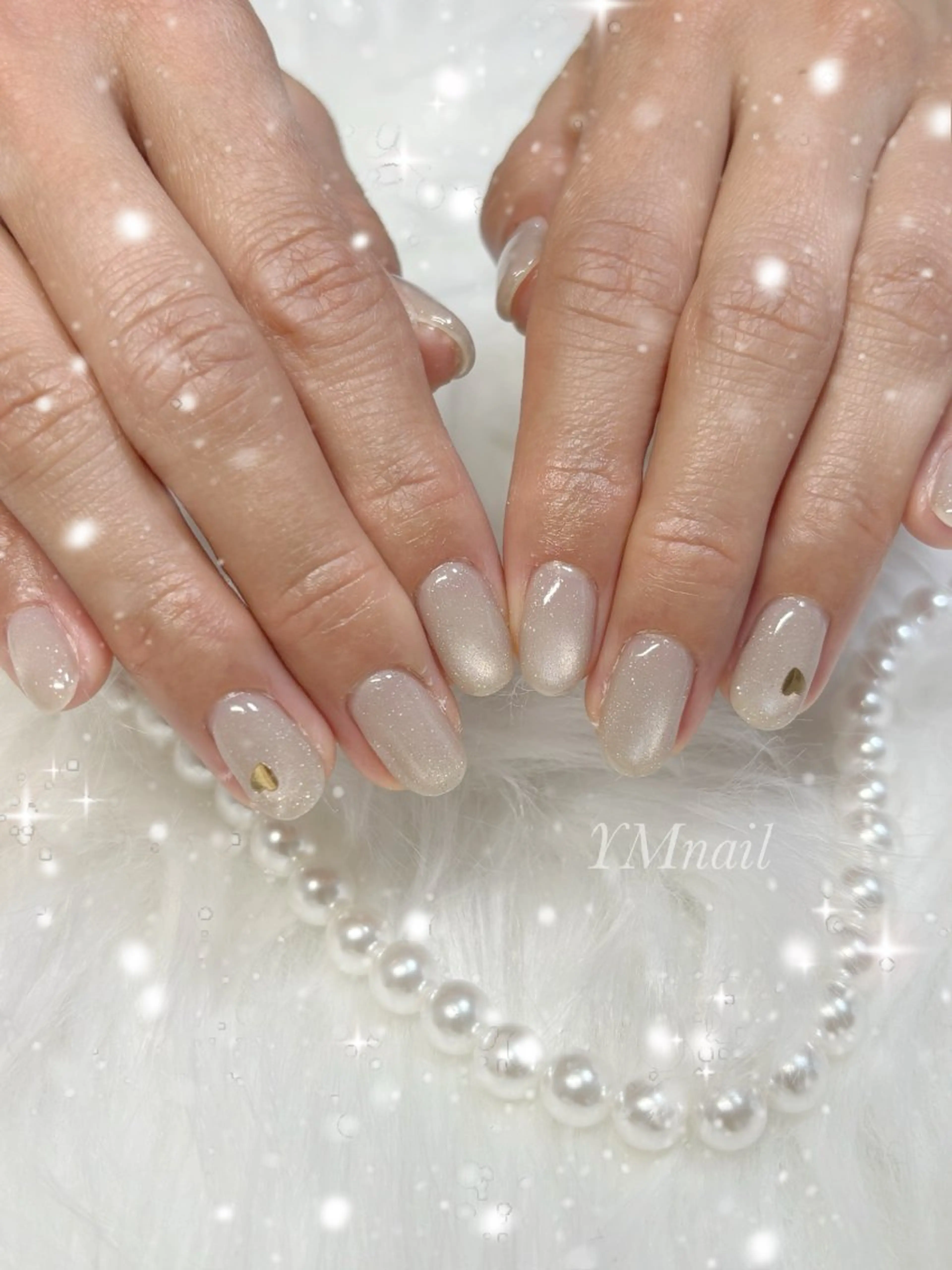 ネイル フラッシュネイル ハート マグネットネイル オフィスネイル ショートネイル ハンドネイル YM nailのネイルデザイン