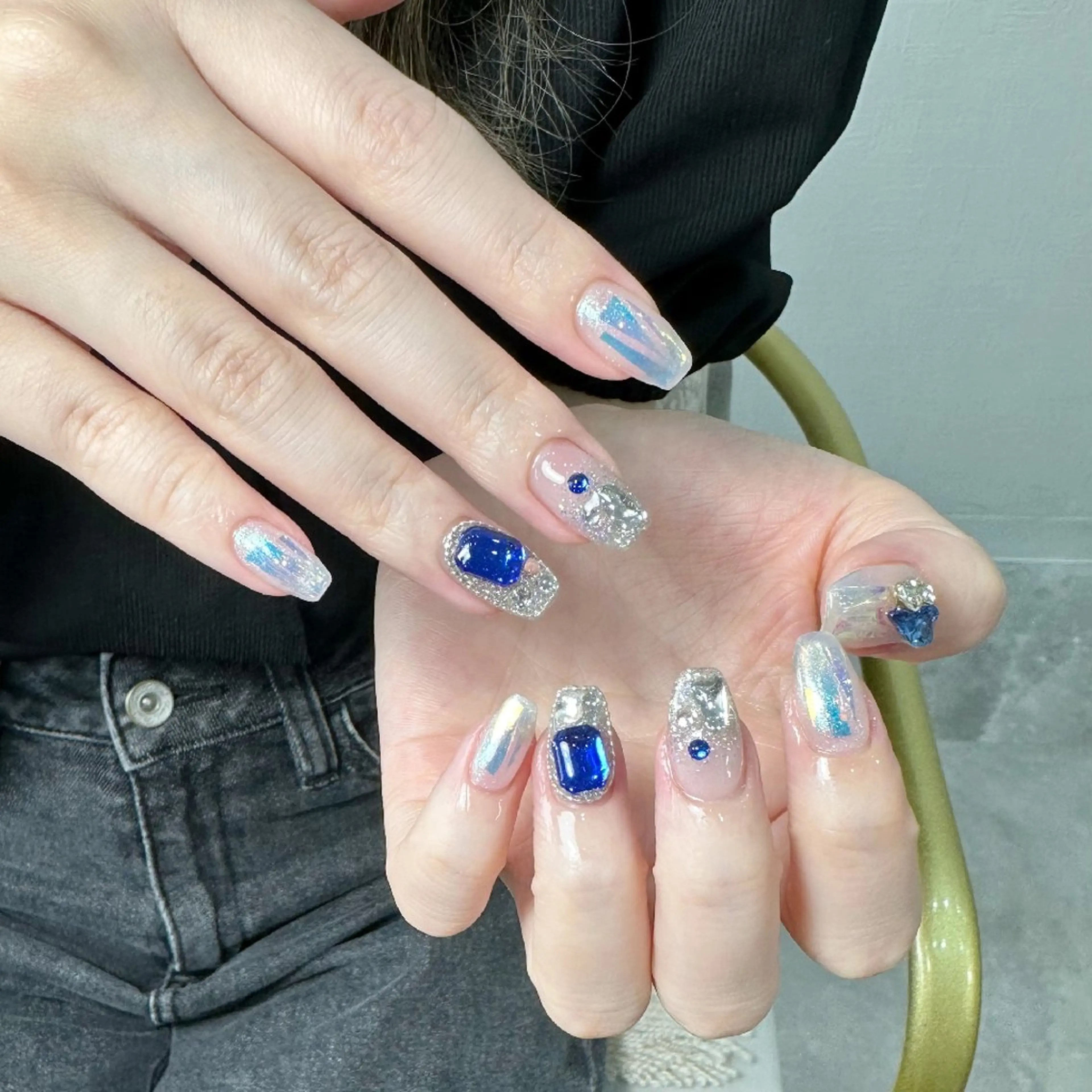 ネイル チークネイル フレンチネイル ジェルネイル ガーリー キラキラネイル ハンドネイル UM Nail Salonのネイルデザイン