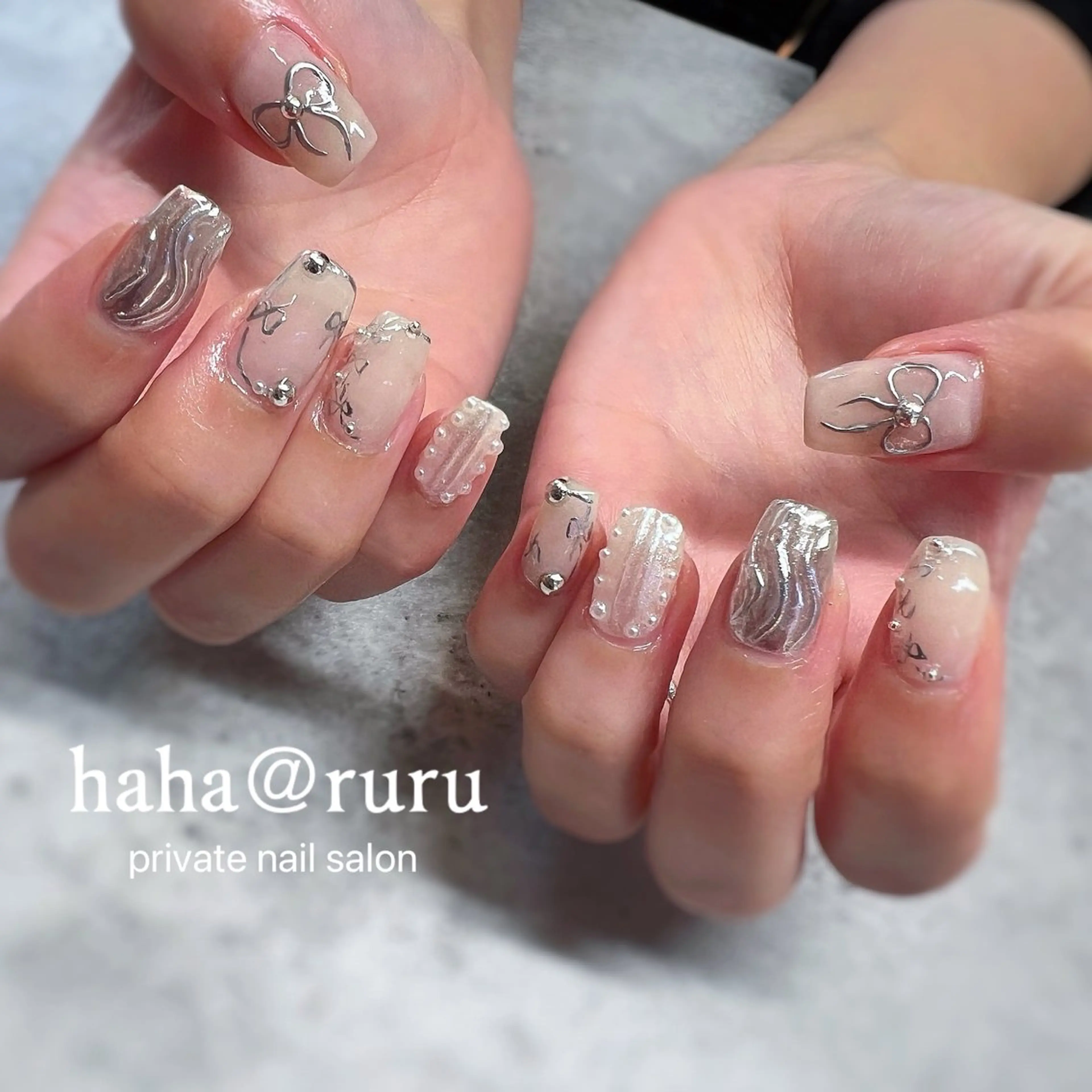 ネイル リボン haha@ ruruのネイルデザイン