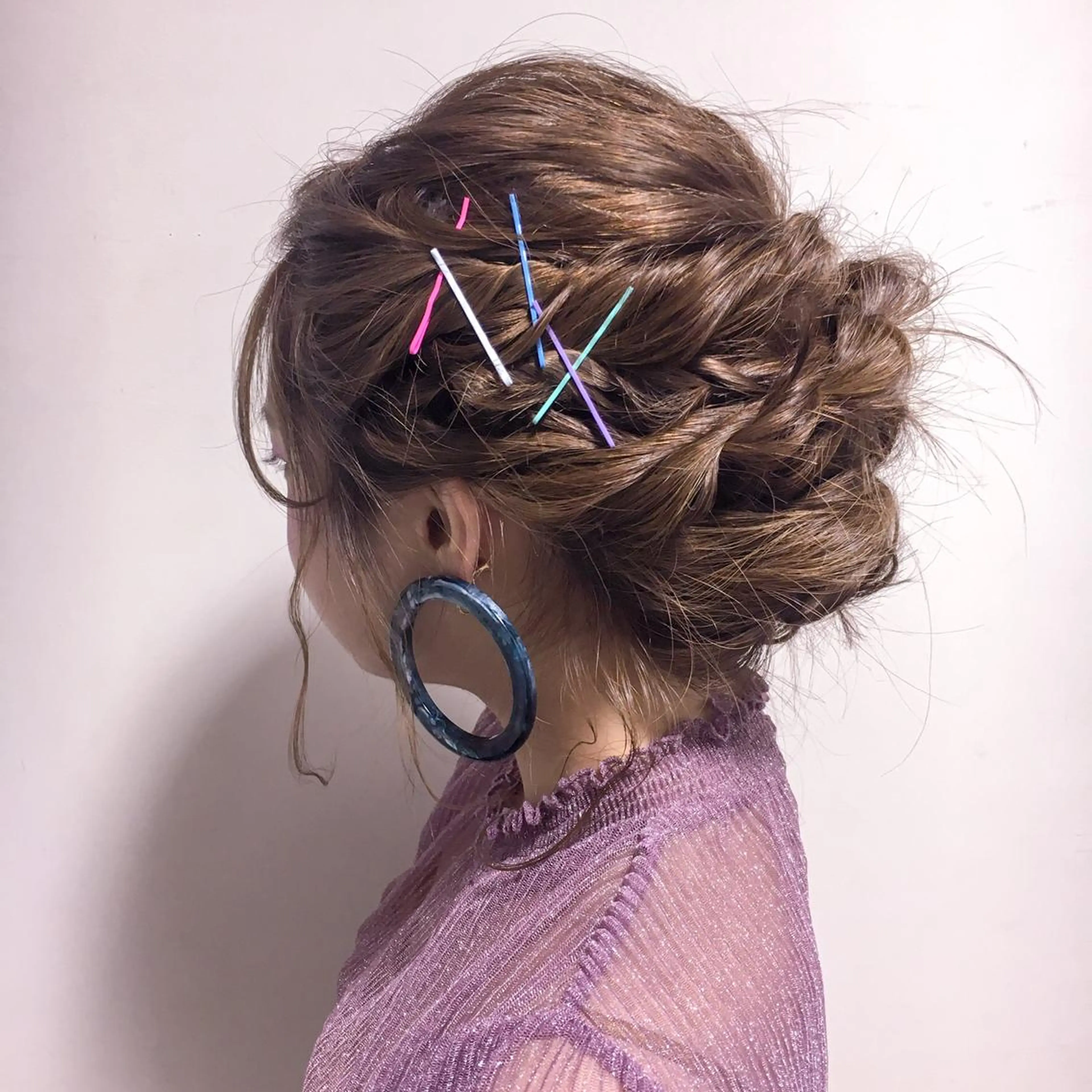 セミロング カラー ヘアアレンジ 結婚式・ブライダル 韓国hair ·͜· watanabeのヘアスタイル