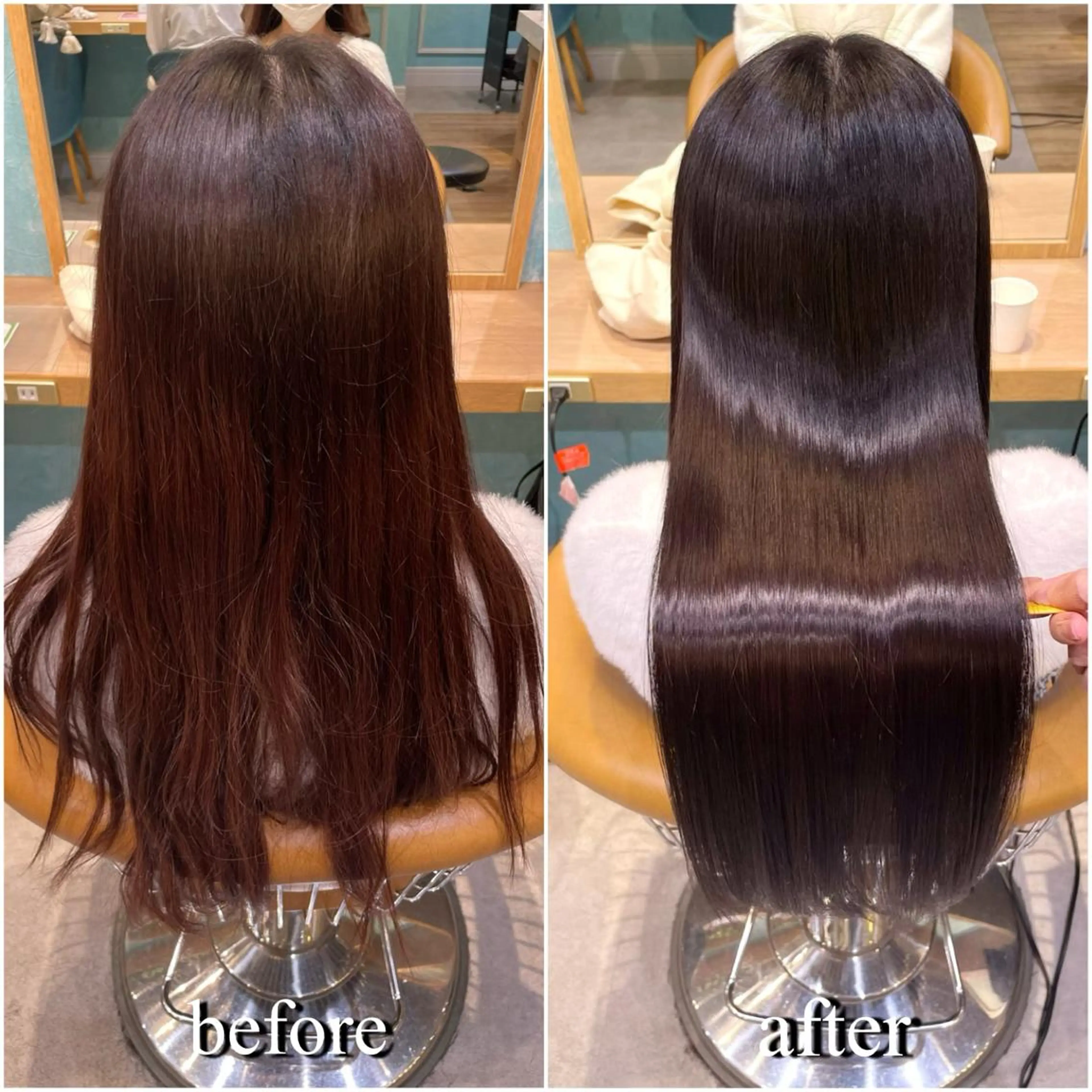 ロング カラー カット ヘアカラー 縮毛矯正 トリートメント 縮毛矯正　髪質改善 韓国風レイヤー　吉田のヘアスタイル