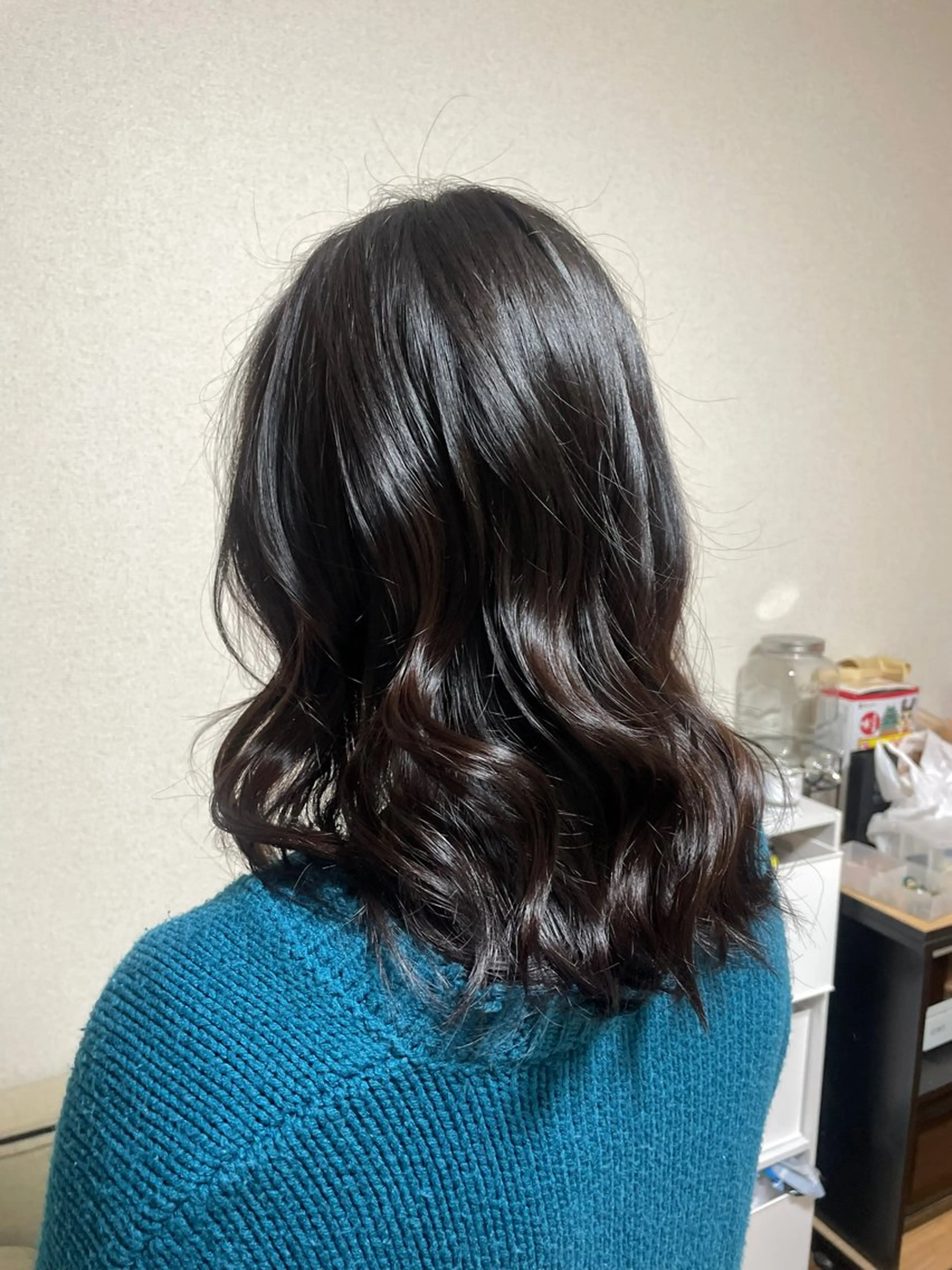 ミディアム ヘアアレンジ ヘアセット ブリーチなしカラー/ 暖色カラー/艶カラーのヘアスタイル