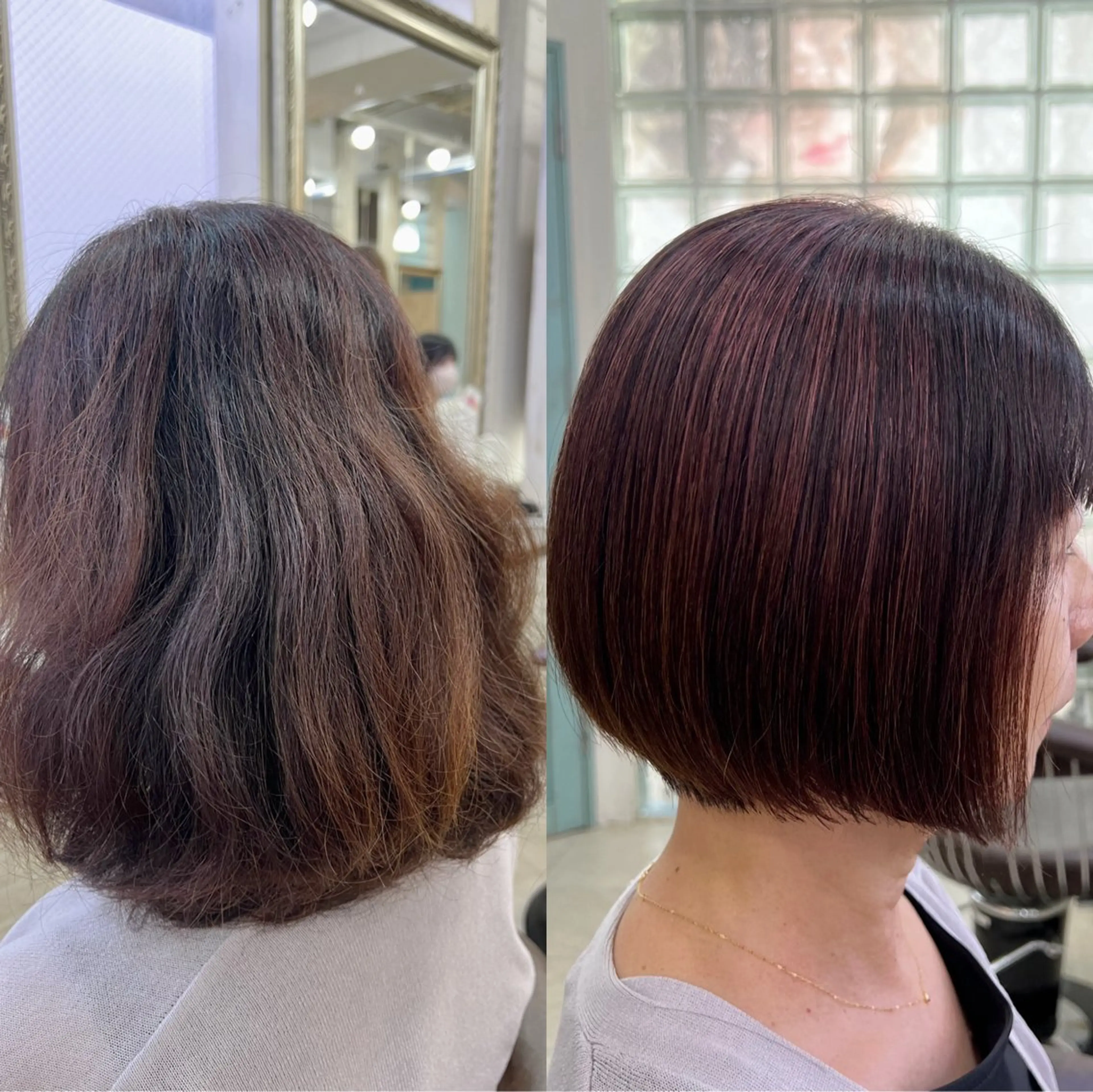 ショート ショートヘア カット 縮毛矯正 トリートメント 柔らか透明感カラー ｜ほんのりレイヤー｜のヘアスタイル