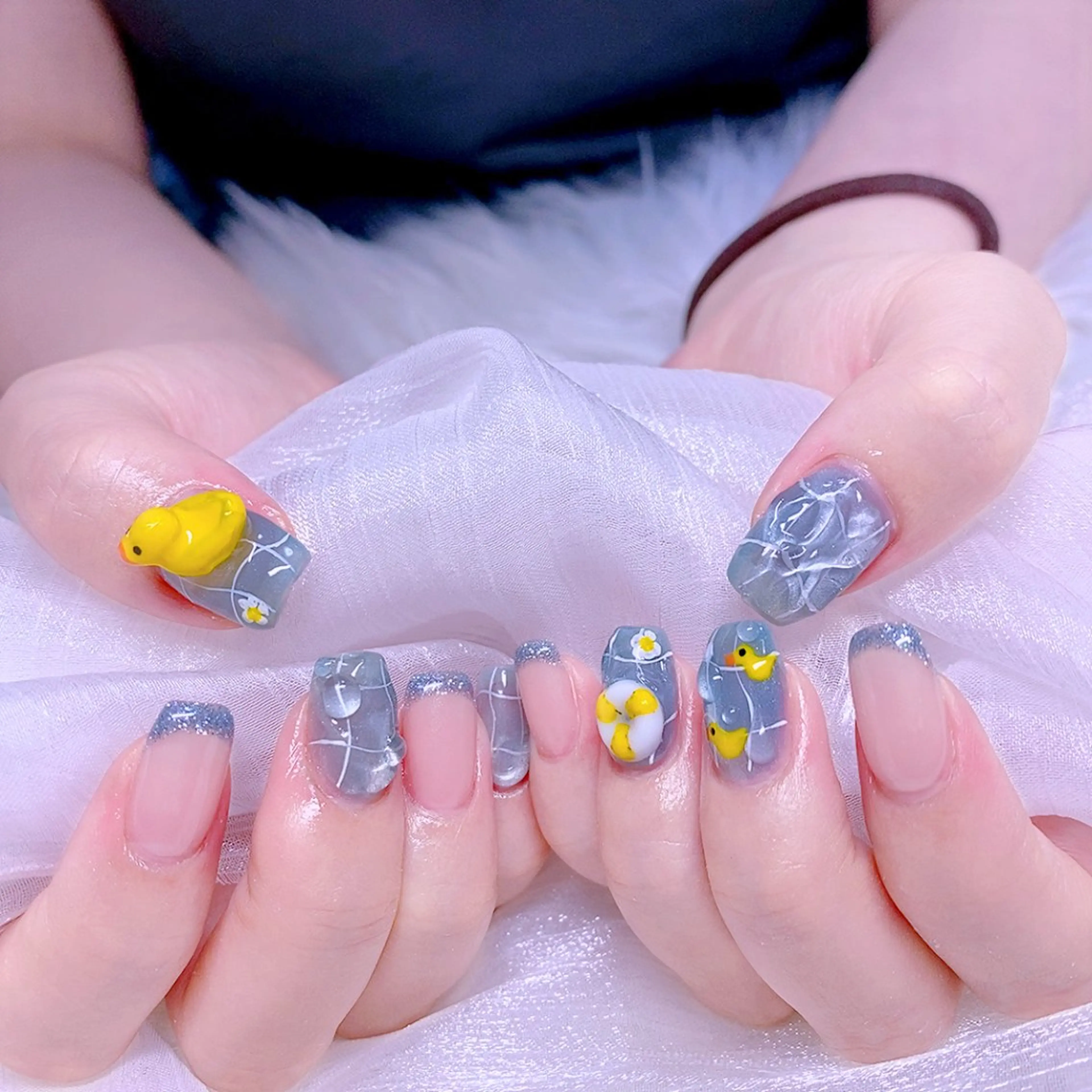 ネイル アートネイル フラッシュネイル マグネットネイル スクエアネイル Nail Yunaのネイルデザイン