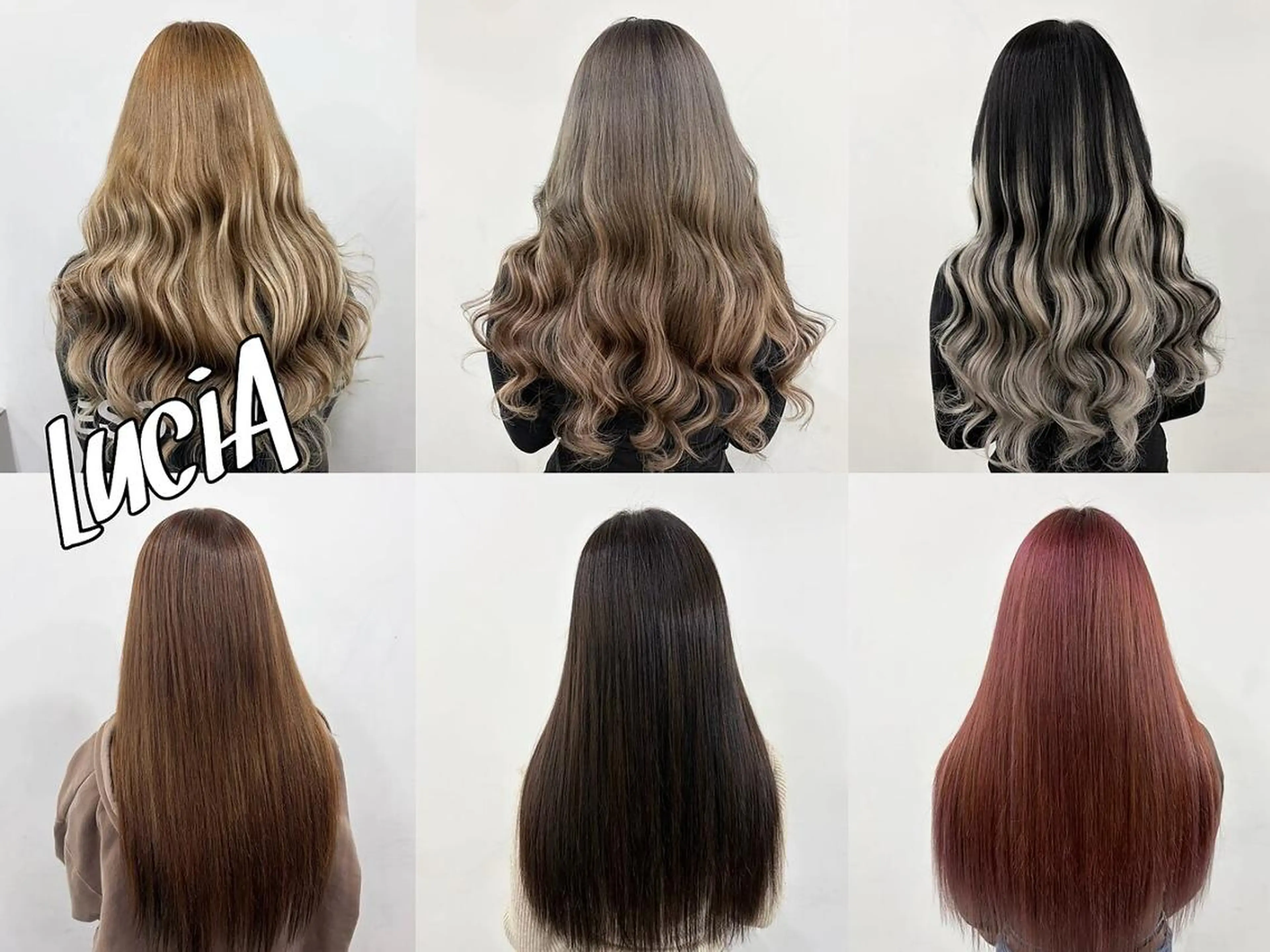 ロング ヘアアレンジ カラー シールエクステ 黒髪 ブリーチ デザインカラー ダブルカラー LuciAエクステ カラー3000セラのヘアスタイル