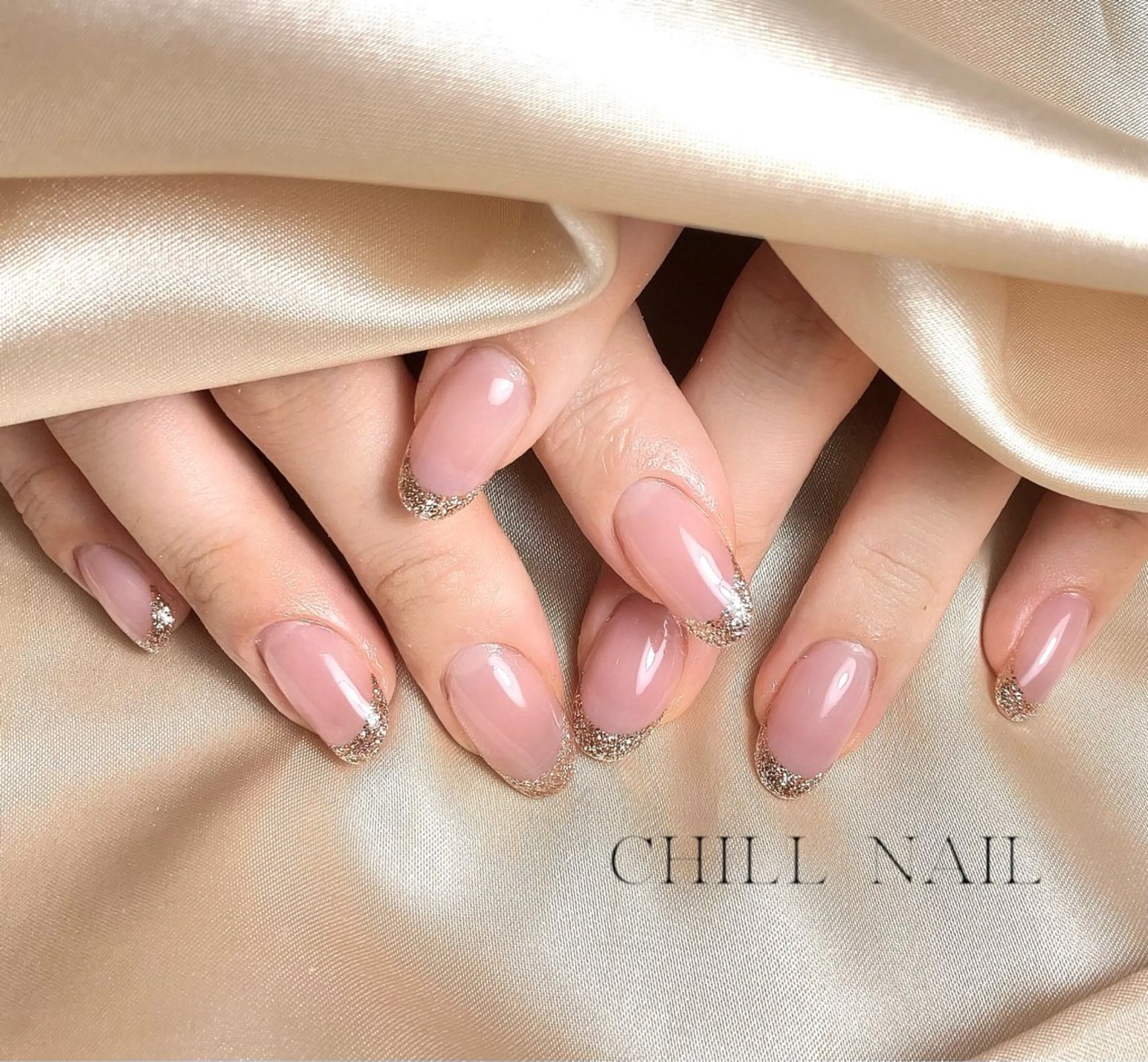 ネイル フレンチネイル キラキラネイル ラメ(グリッター) CHILL NAILのネイルデザイン