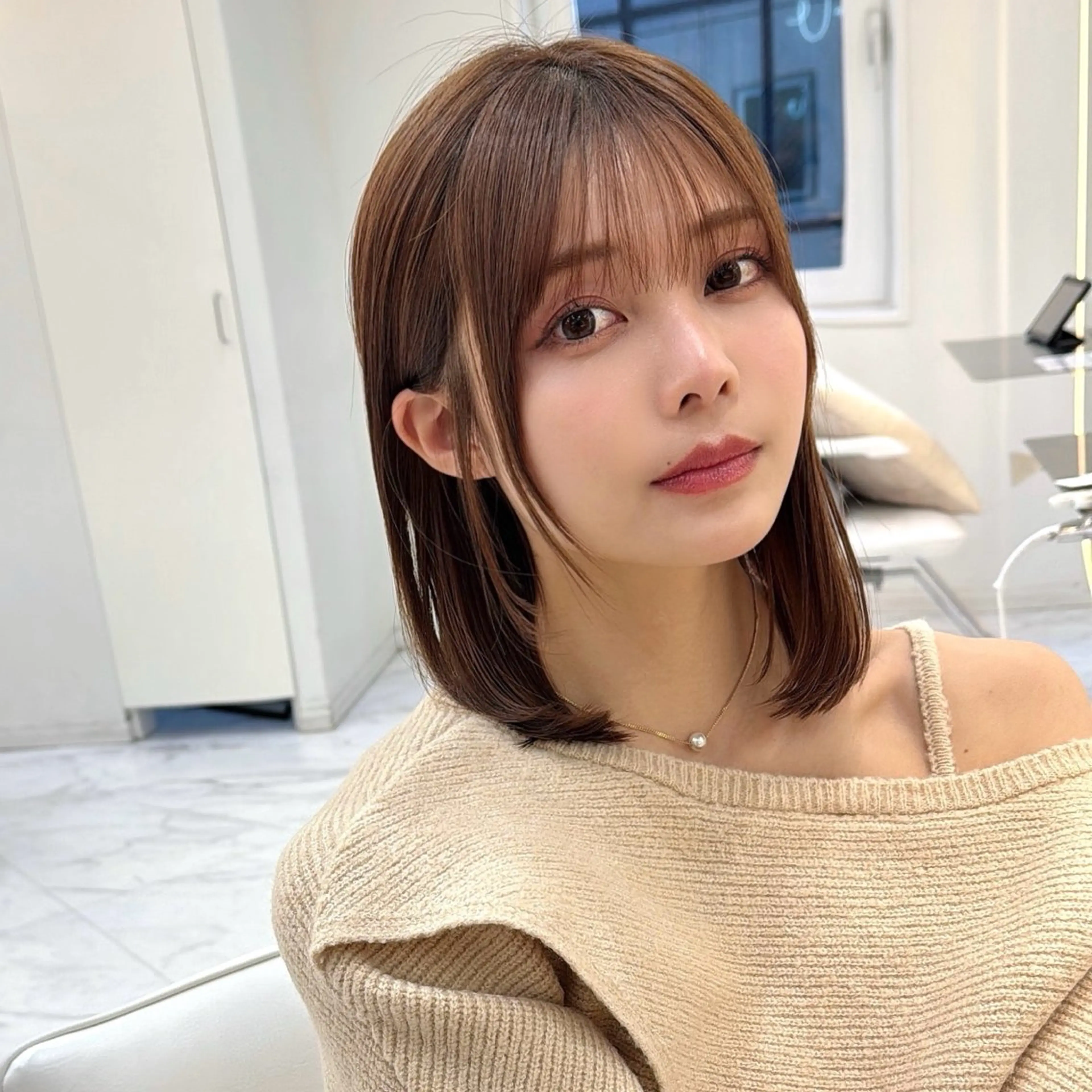 ミディアム カラー ボブ カット ヘアカラー 縮毛矯正 ボブ/レイヤー /植原健太のヘアスタイル