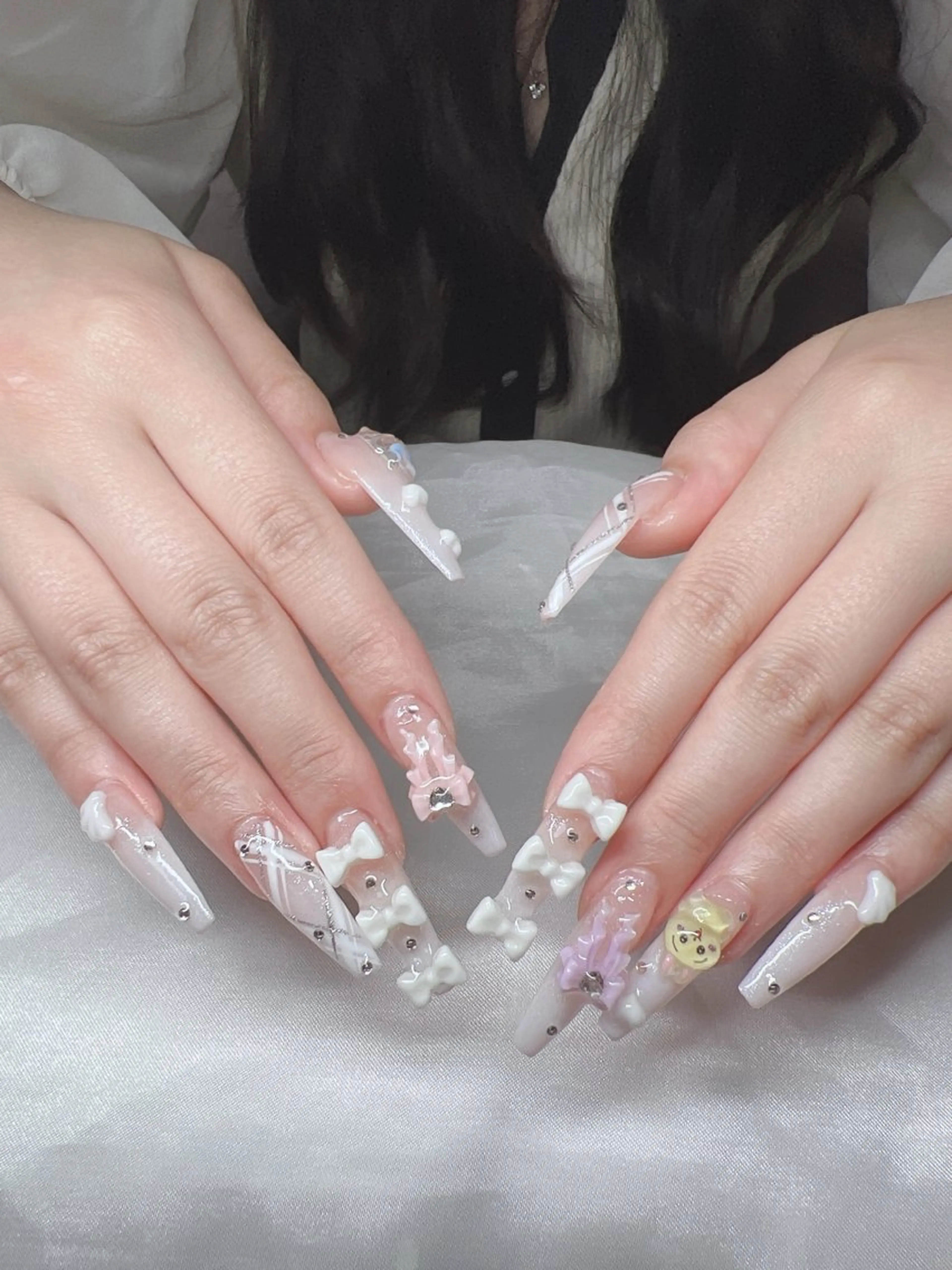 ネイル 長さ出し グラデーション キラキラネイル マグネットネイル ニュアンスネイル Lee Nails チップ長さだし専門店のネイルデザイン