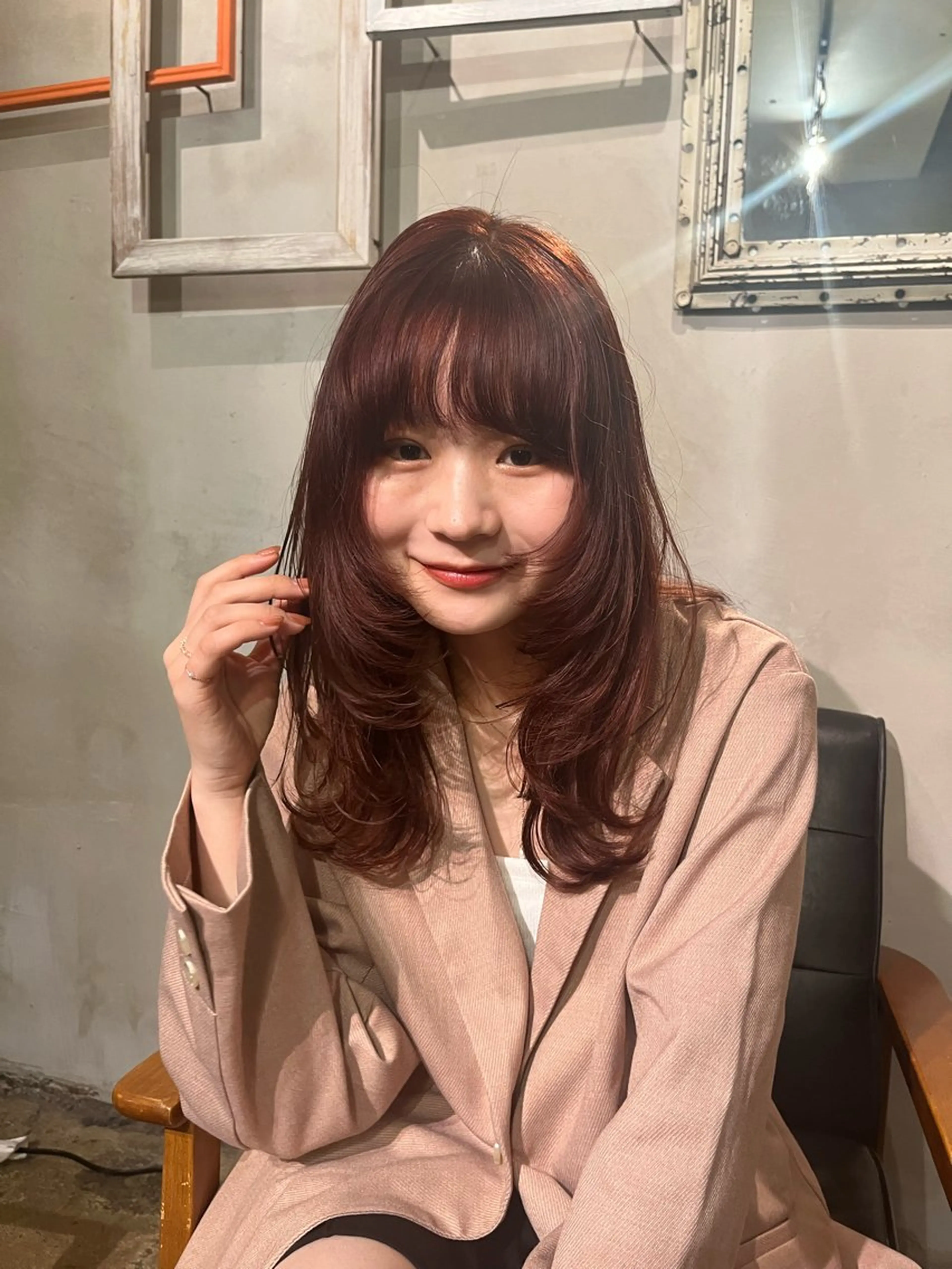 セミロング カット ヘアカラー むらたねね🌻 艶髪🫧韓国ヘアのヘアスタイル