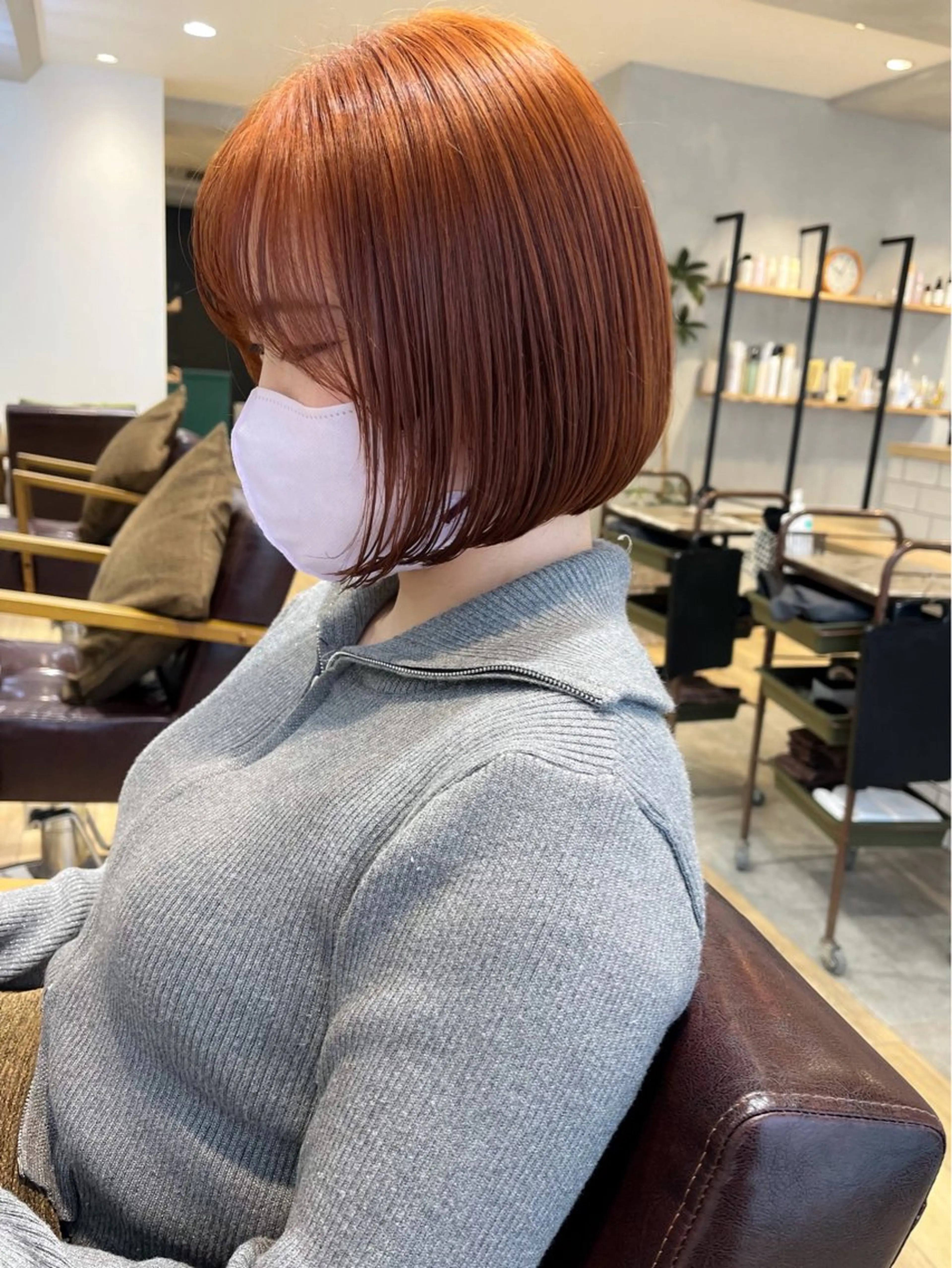 ショート カラー カット 縮毛矯正 地毛風ストレート ミニボブ🌷江梨🍎のヘアスタイル