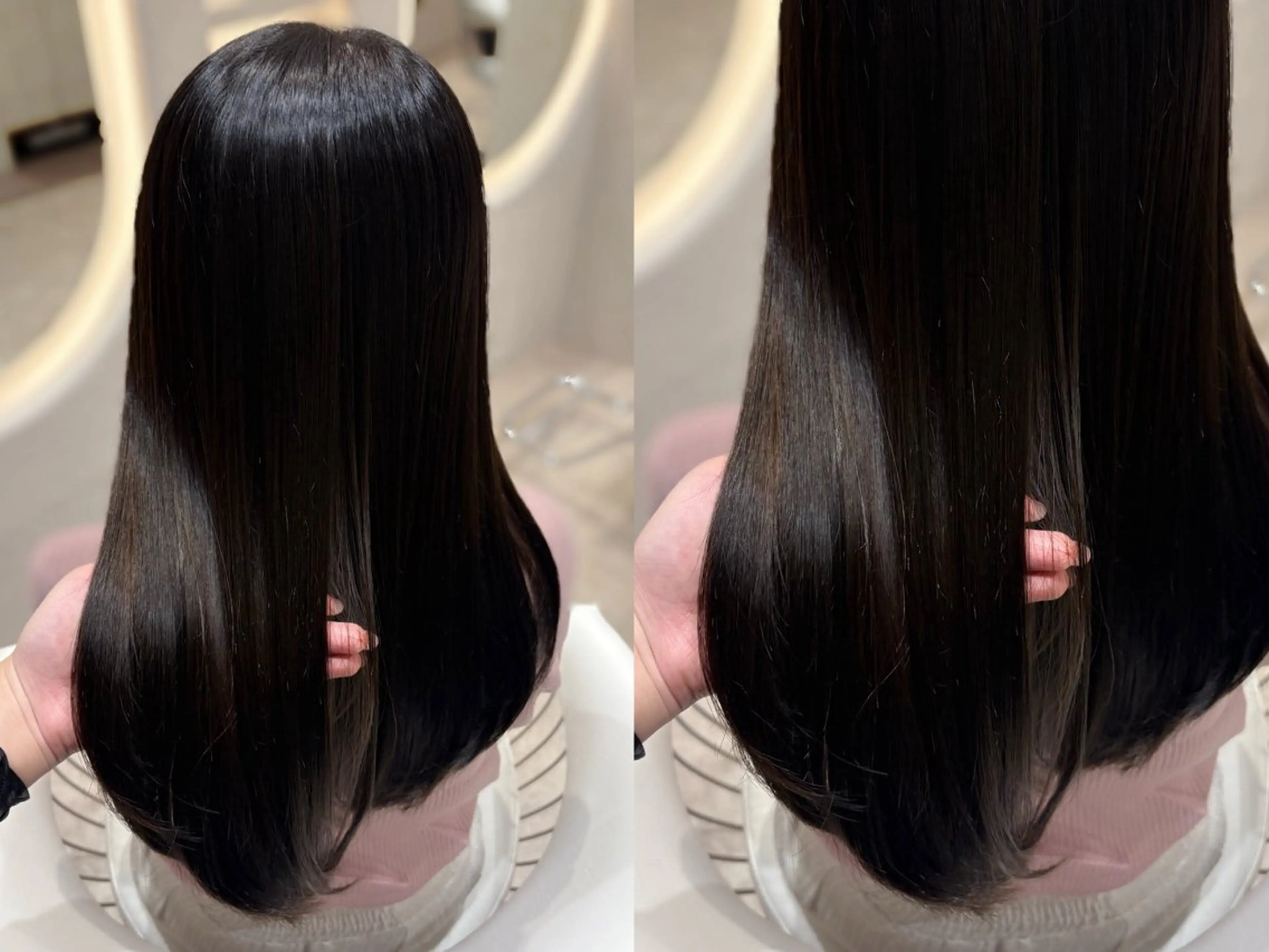 セミロング ヘアカラー トリートメント 上品♡韓国レイヤー ‎🤍のの‎🤍のヘアスタイル