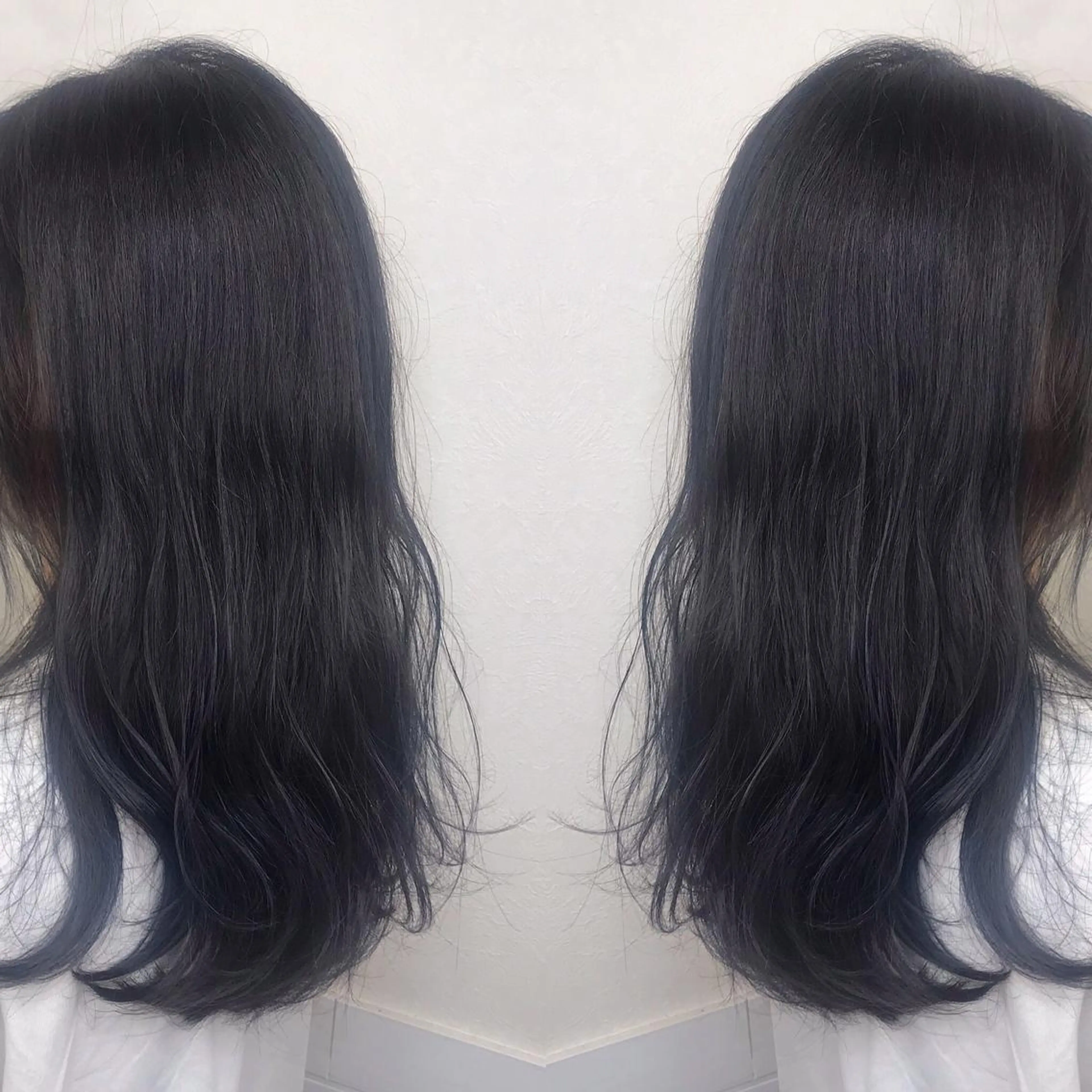 セミロング カラー ネイビーカラー ヘアカラー 柴田 祐輔のヘアスタイル