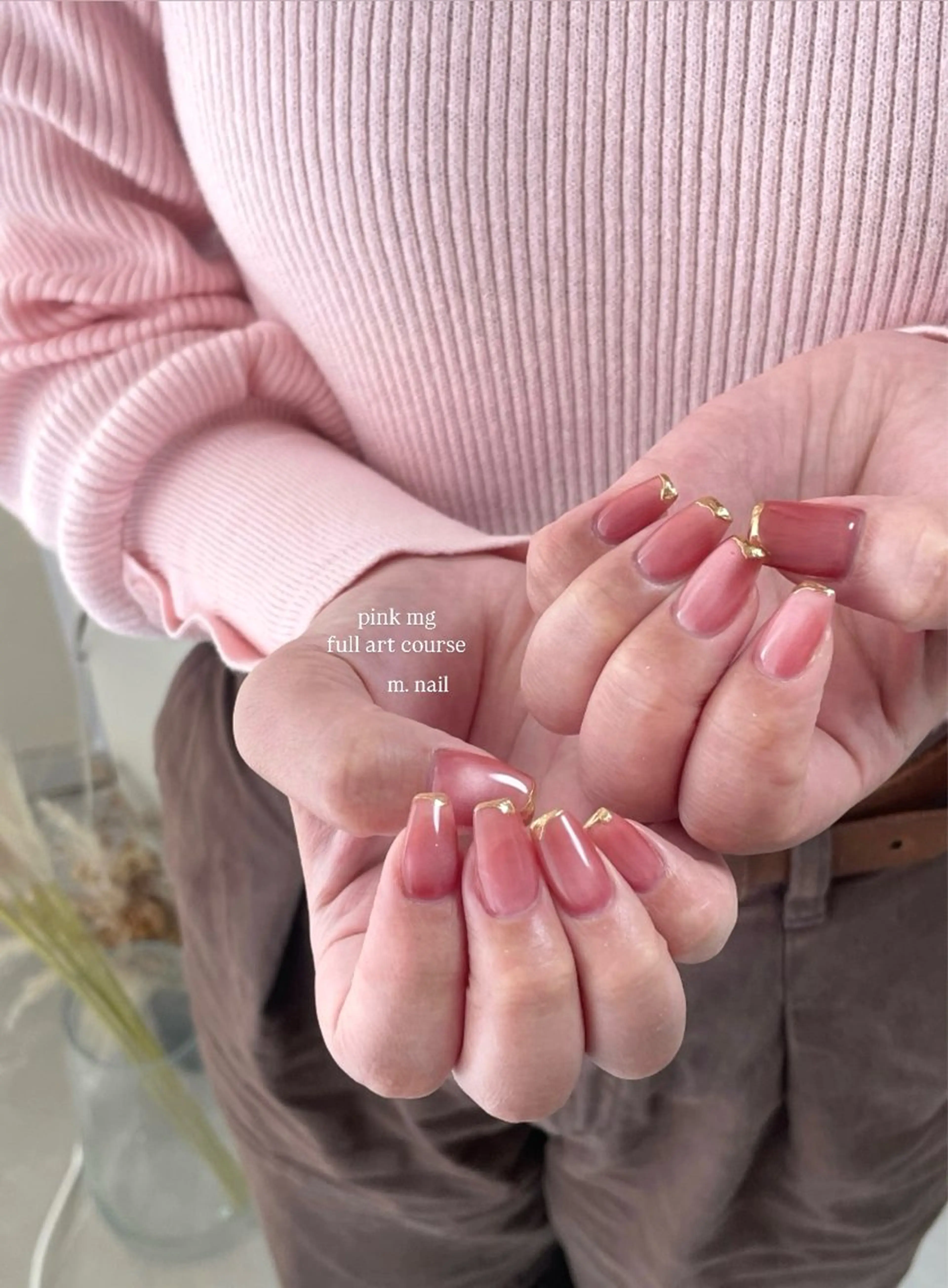 ネイル フレンチネイル マグネットネイル ミラーネイル ピンク フットネイル m.nail salonのネイルデザイン