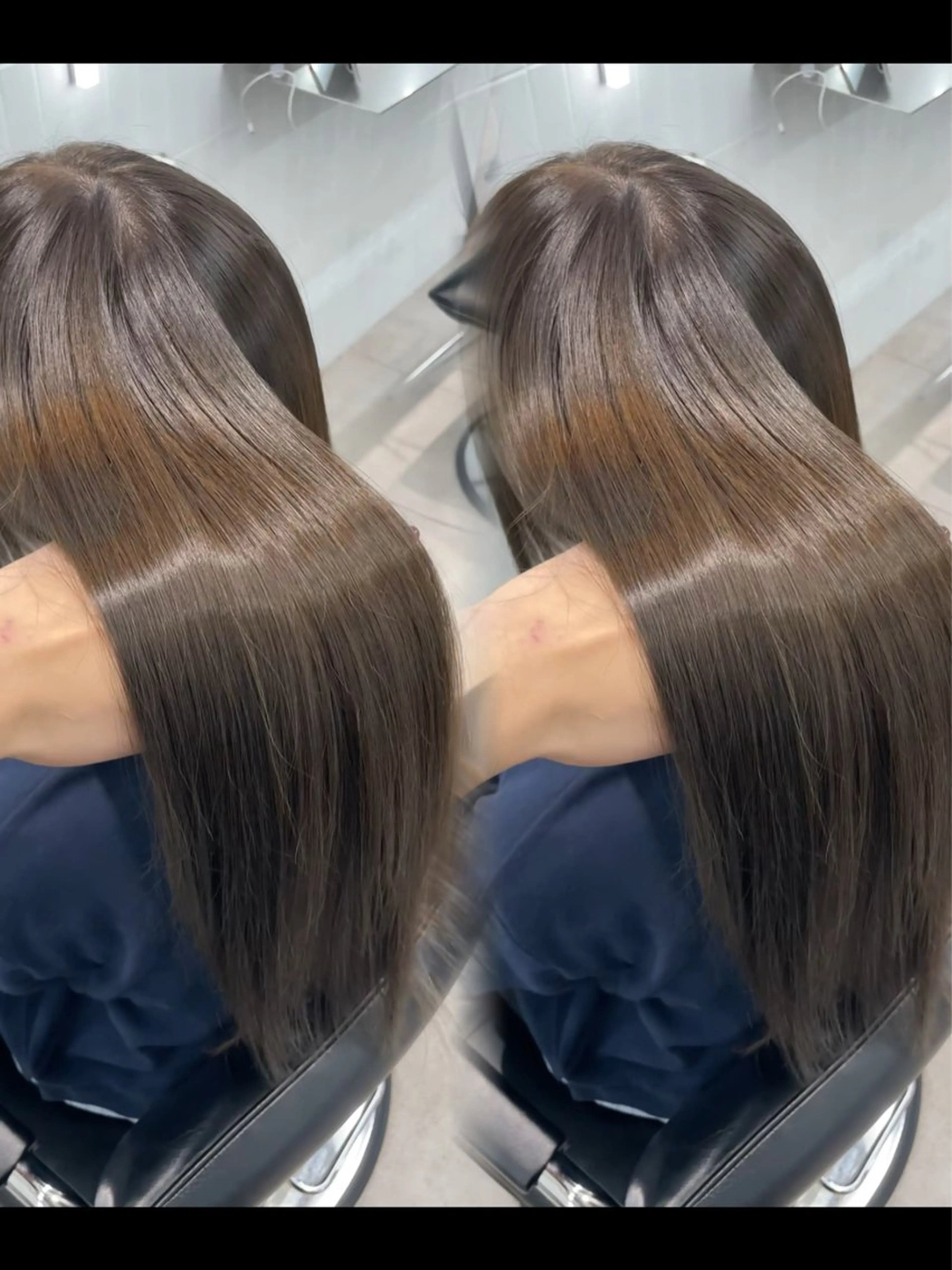 ロング カラー パーマ ベージュカラー ケアカラー オリーブベージュ オリーブカラー 髪質改善 ヘアカラー 縮毛矯正 表参道/ハイライト バレイヤージュのヘアスタイル