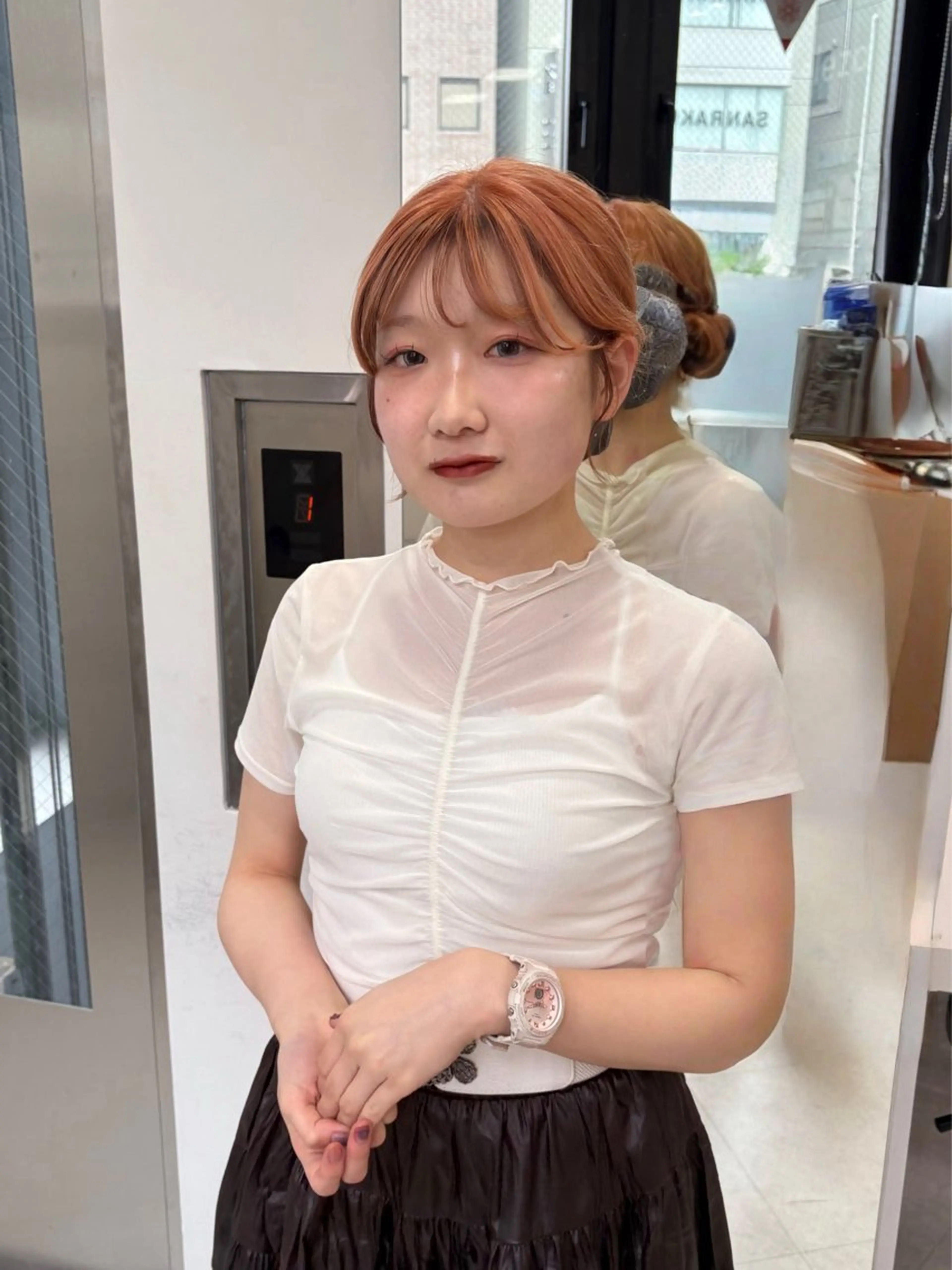 ロング ミストバング ヘアカラー grow渋谷所属・渋谷ハイトーン/ まぉまぉのヘアスタイル