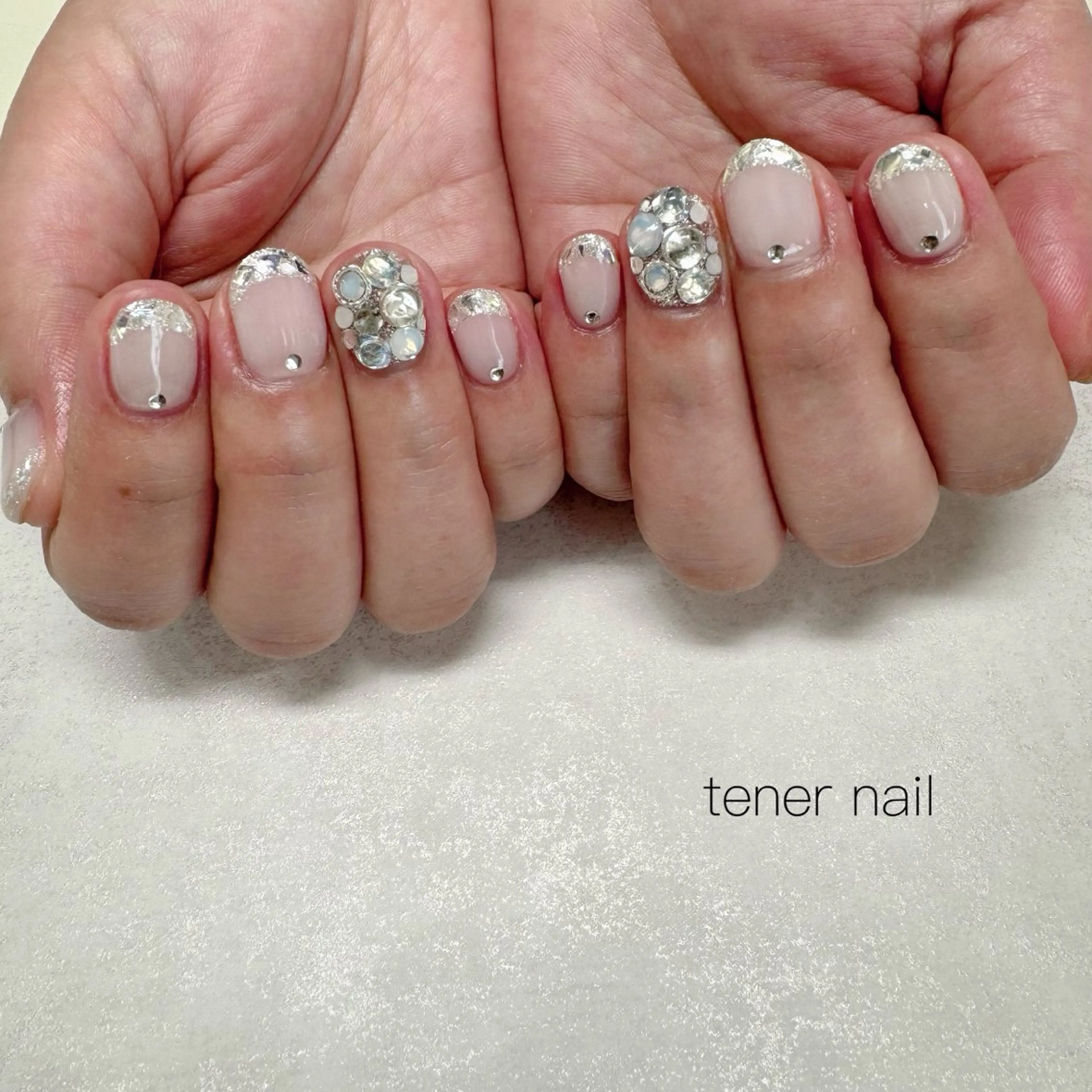 ネイル フレンチネイル ガラスフレンチ ハンドネイル テネルネイル tener nailのネイルデザイン
