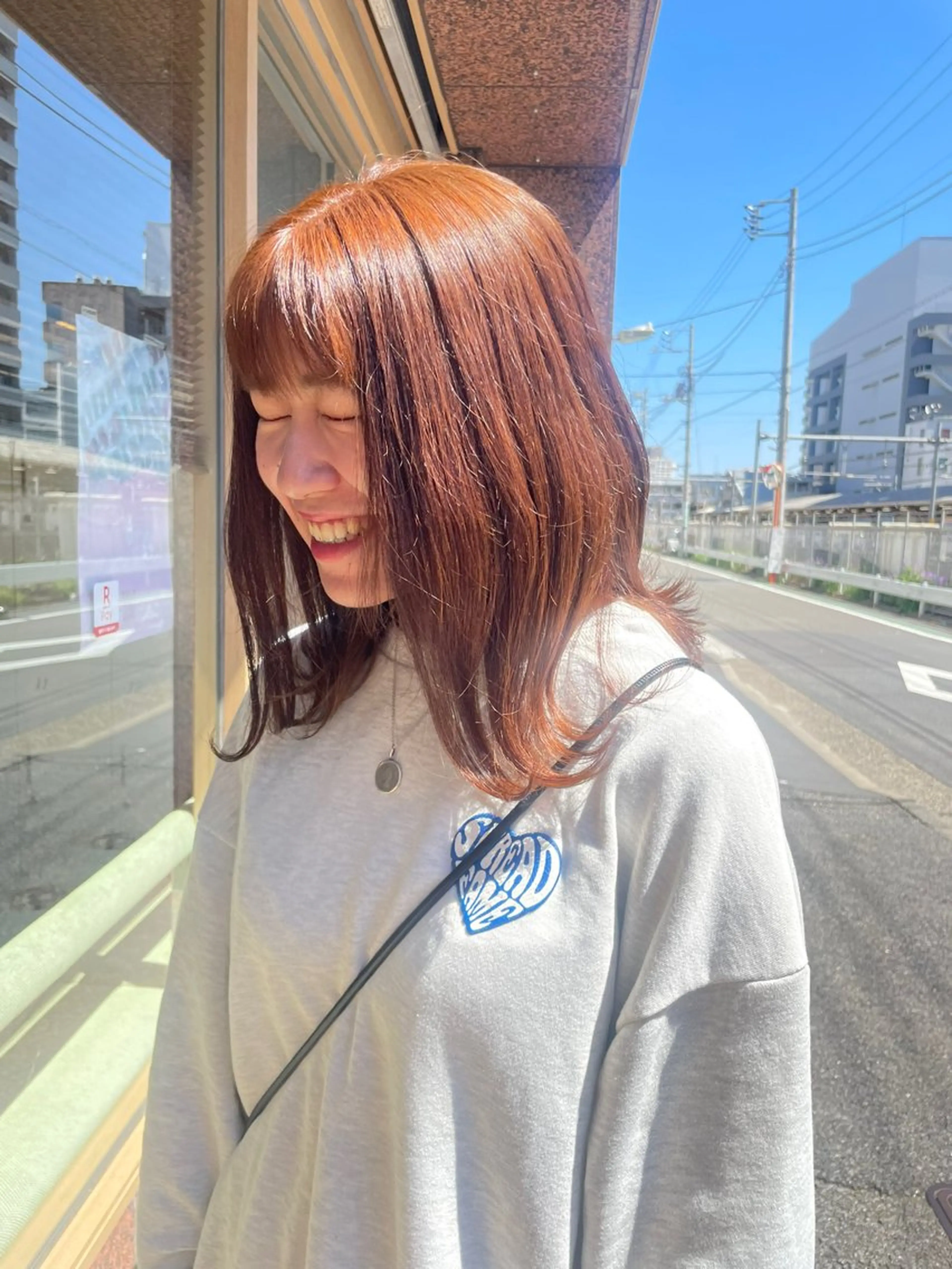 ミディアム カラー ブラウンカラー オレンジ オレンジブラウン 髪質改善/Bloss om🌷高橋沙衣のヘアスタイル