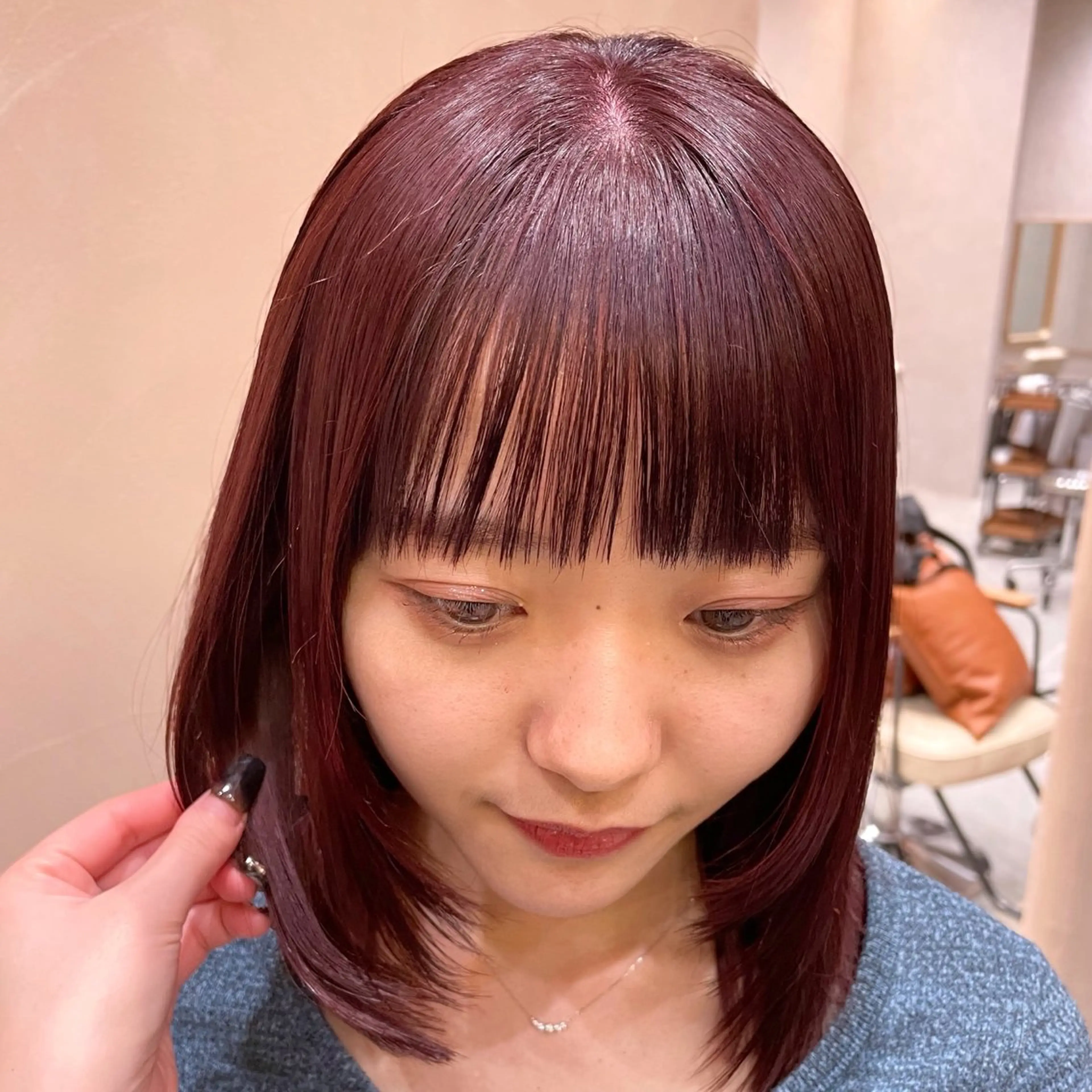 ミディアム カラー ヘアカラー レイヤー/柔らか 透明感カラー/ゆきなのヘアスタイル