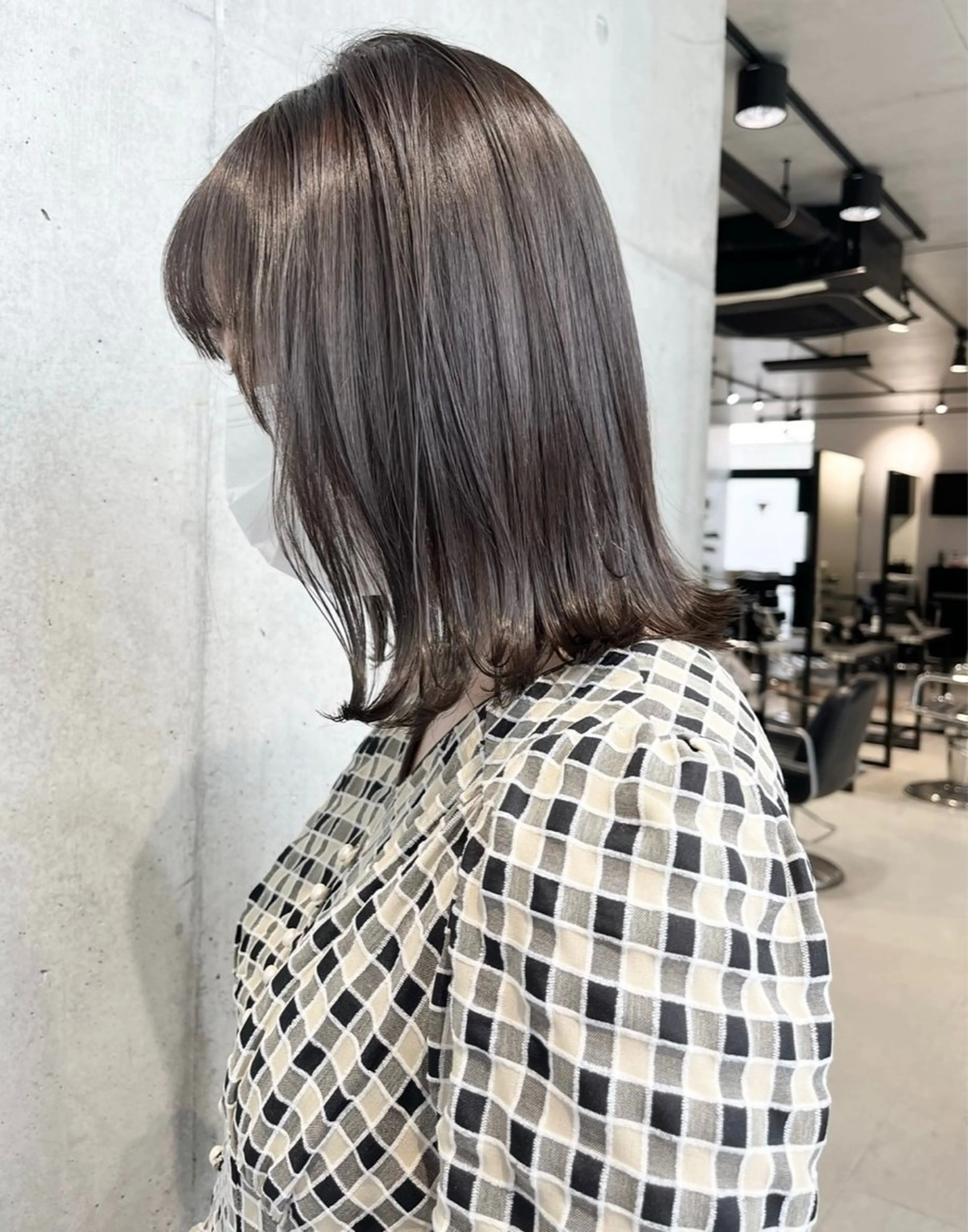 セミロング カラー パーマ カット ヘアカラー トリートメント ヘッドスパ ヘアセット 透明感/オリーブ/ グレージュ/YUKAのヘアスタイル