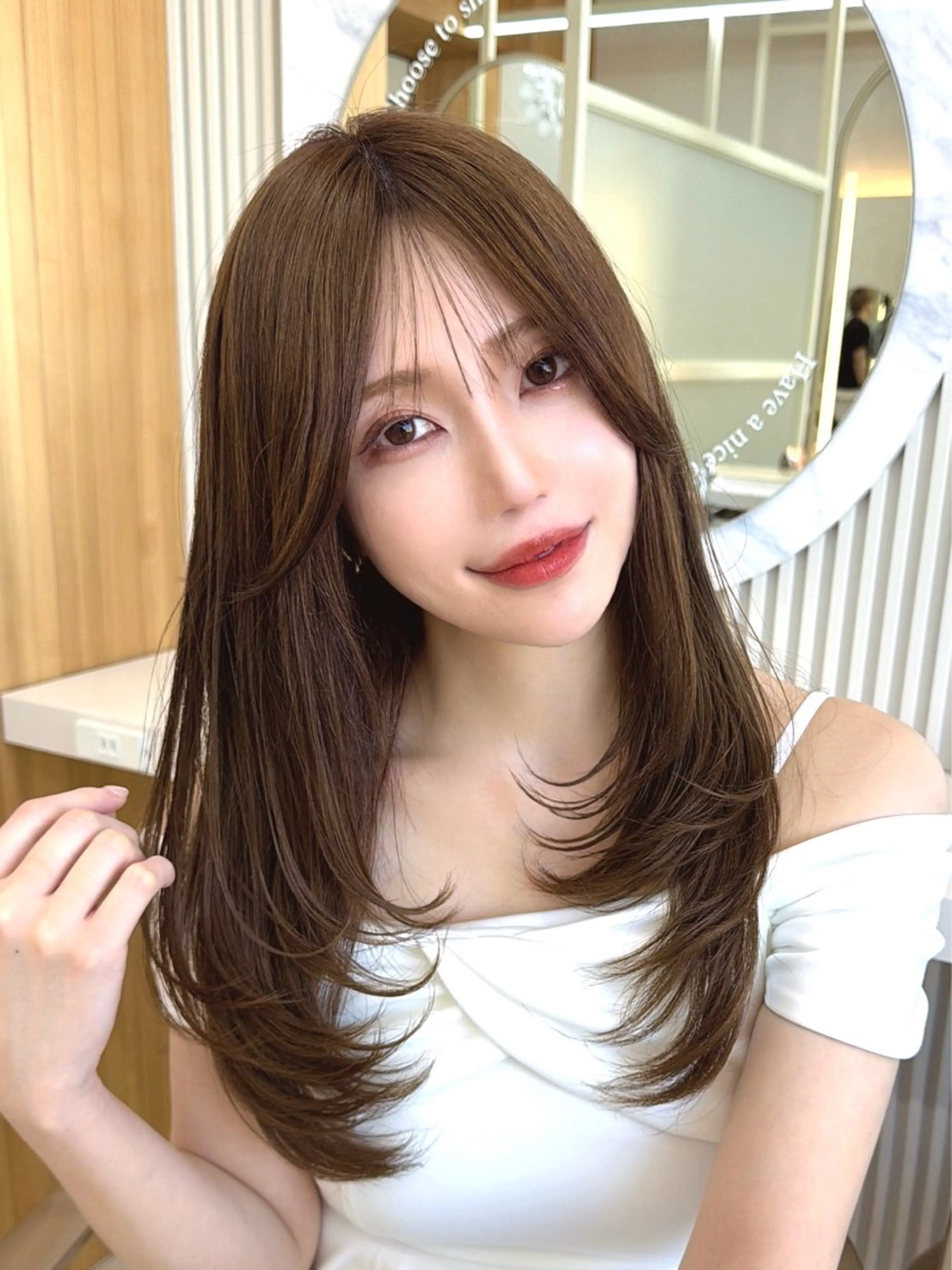 セミロング カット ヘアカラー トリートメント レイヤー/顔周り /韓国ヘア/TAKUのヘアスタイル