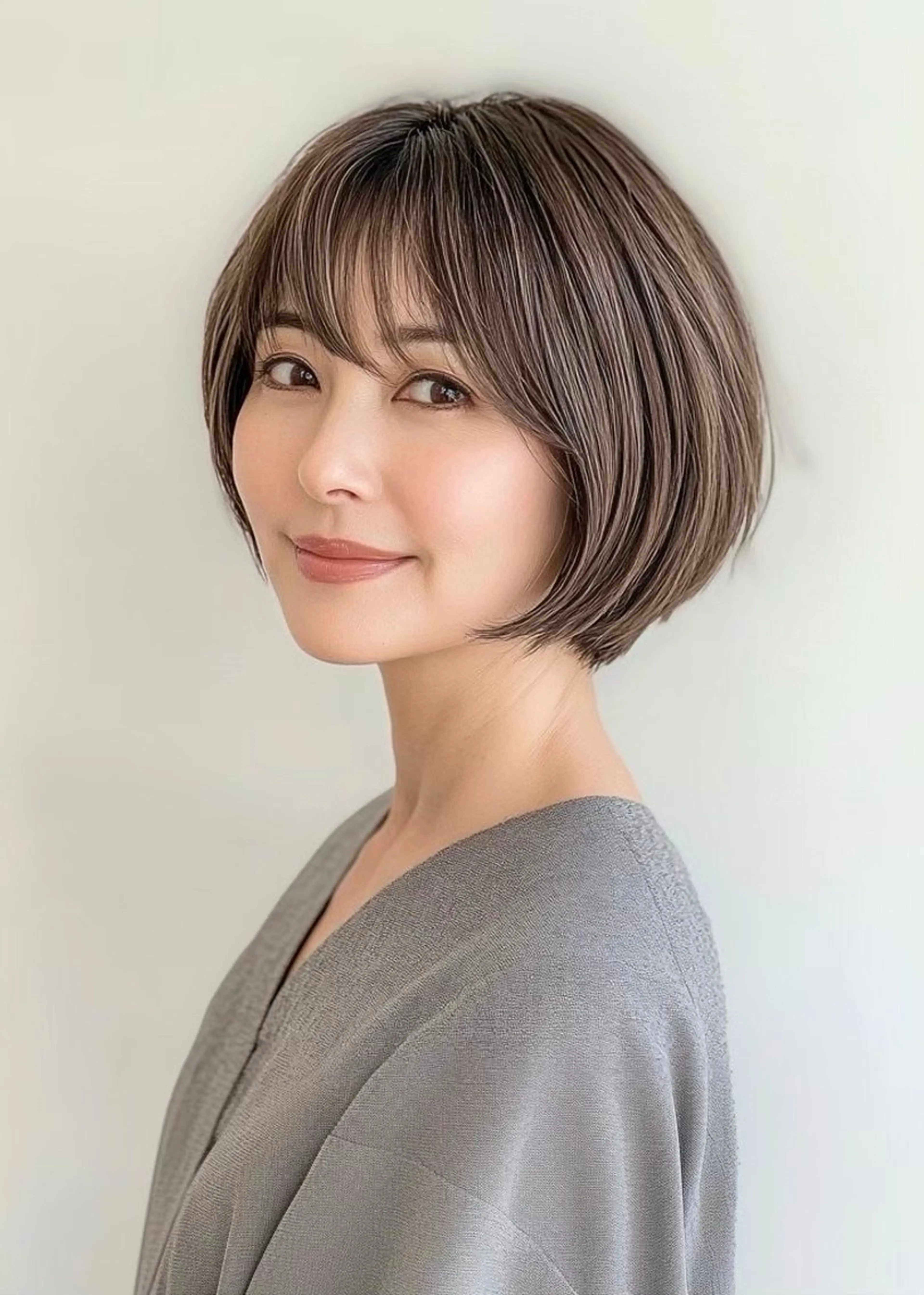 ミディアム カラー ハイライトカラー ハイライト 年齢悩みを全て解消/ 白髪と癖毛 松本雄光のヘアスタイル