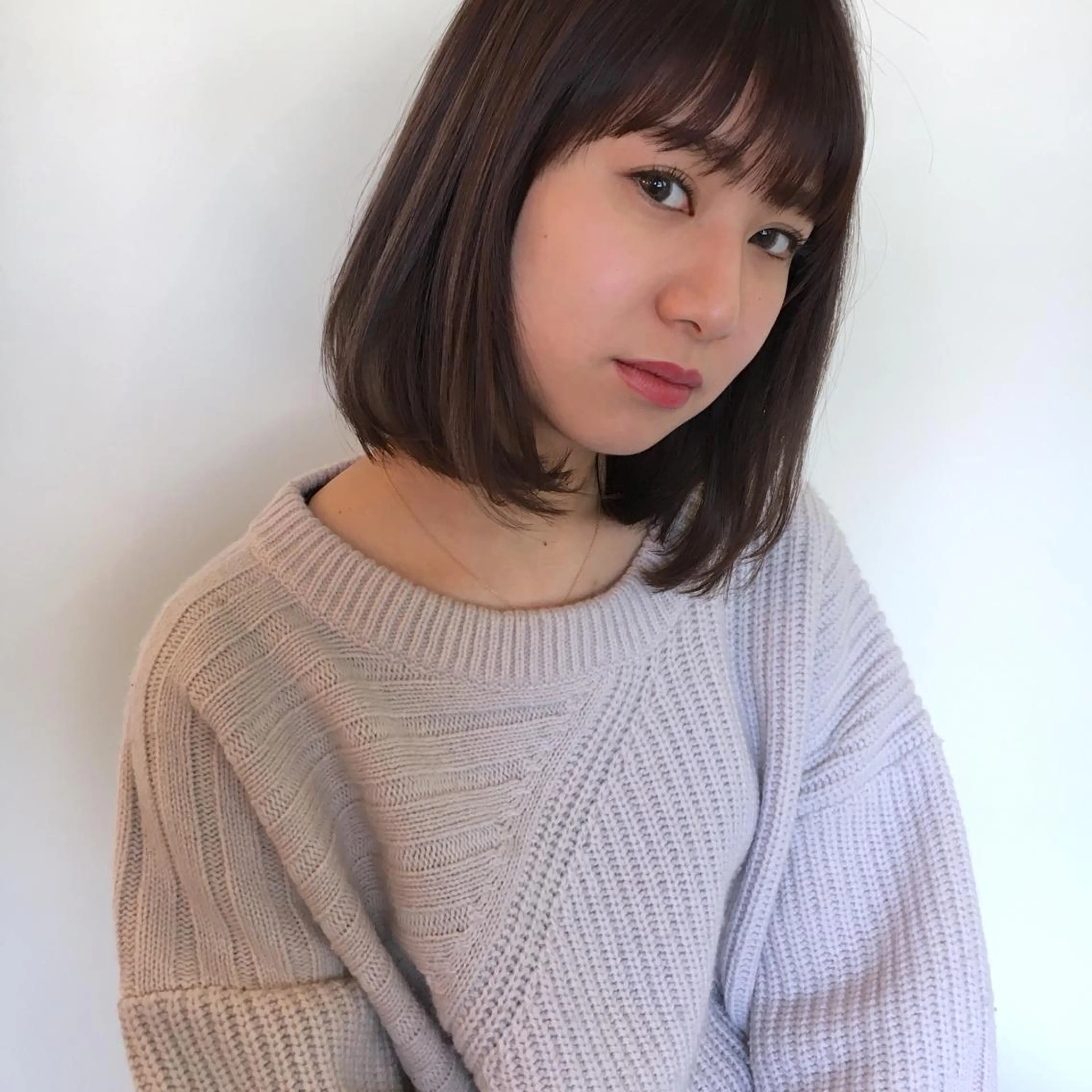 ミディアム カラー ボブ 薬院:今泉/上川美幸 小顔ボブ/暗髪カラーのヘアスタイル