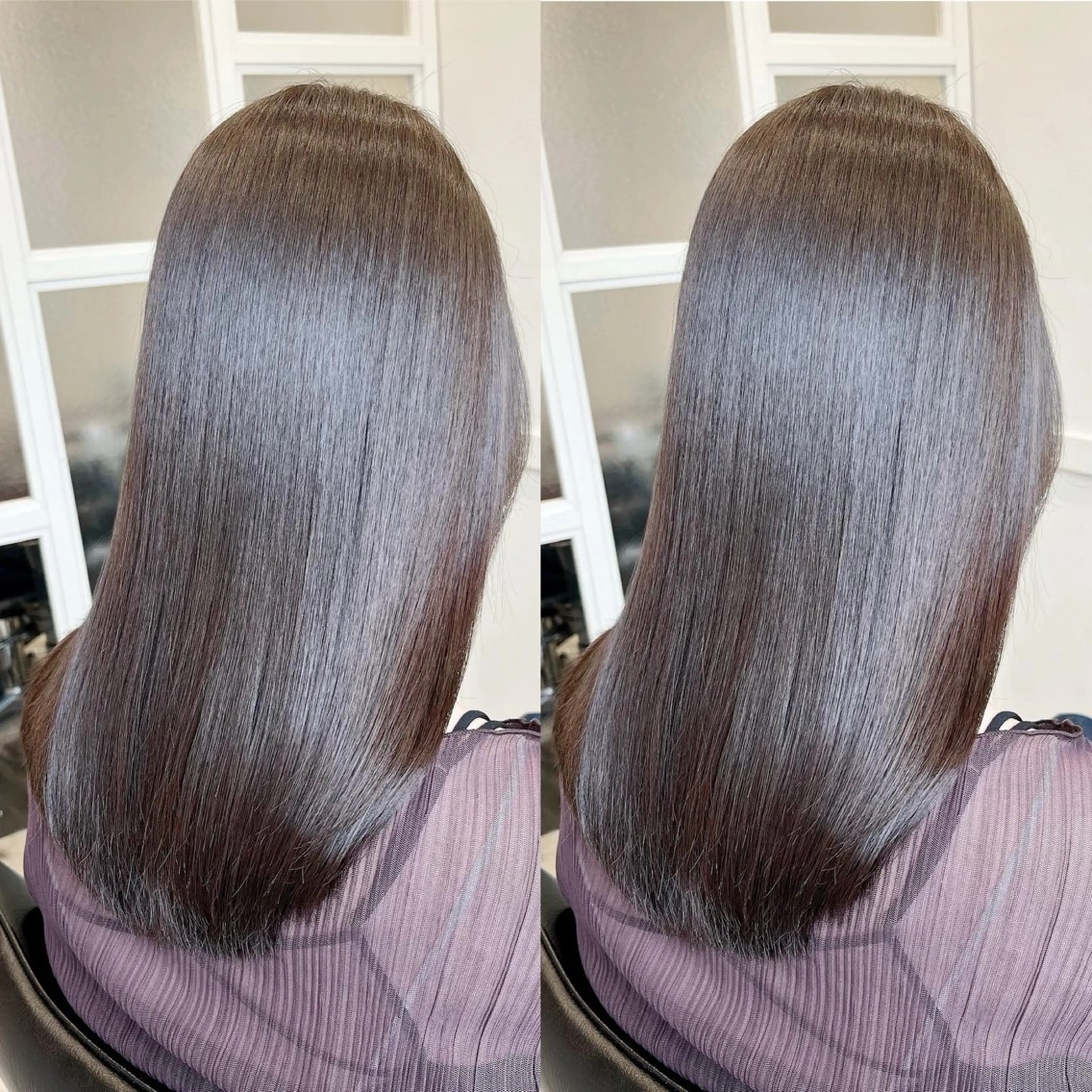 セミロング レイヤーと縮毛矯正 で生きてる人のヘアスタイル