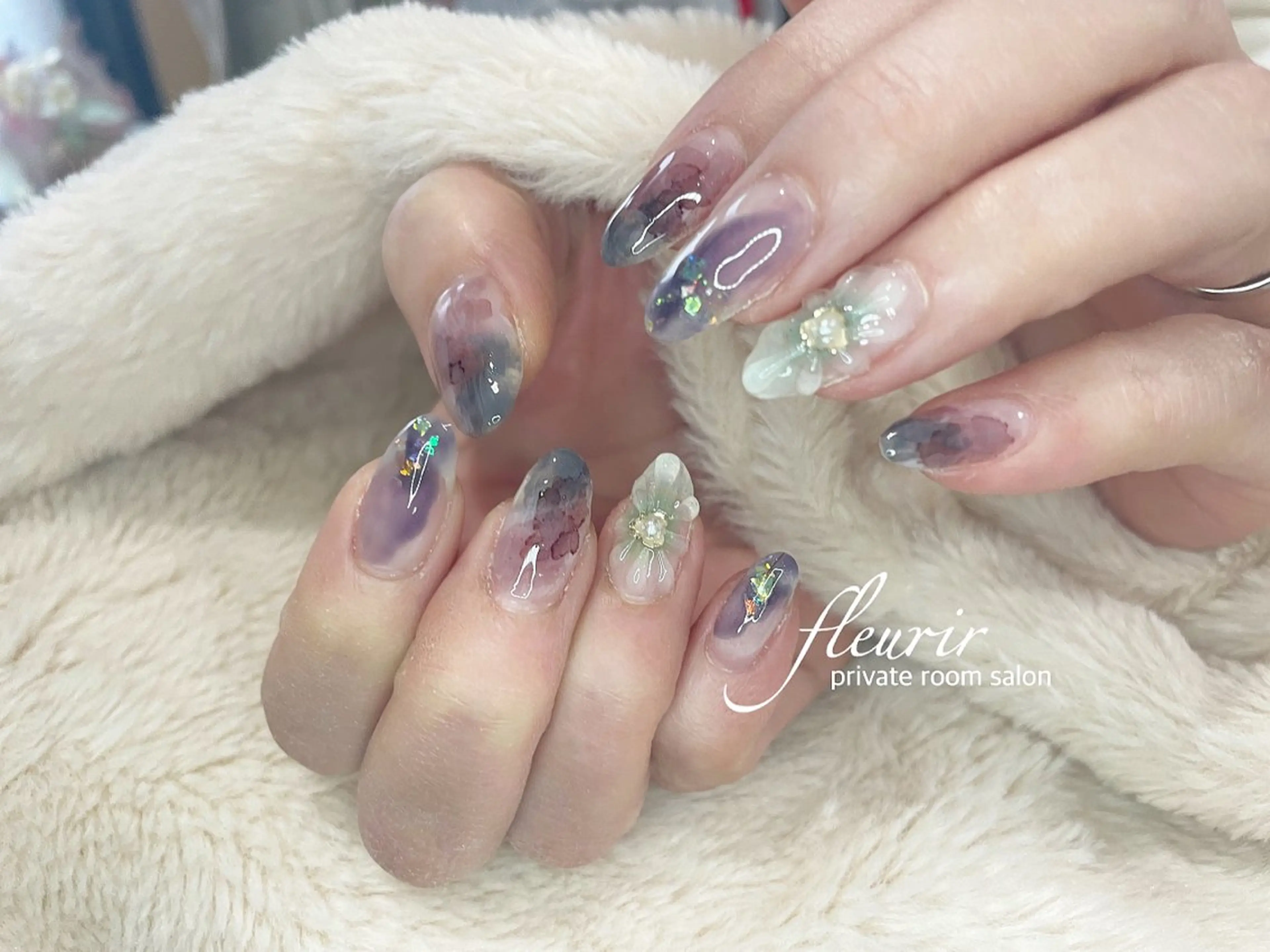 ネイル フラワーネイル フルリール 【プライベートサロンのネイルデザイン