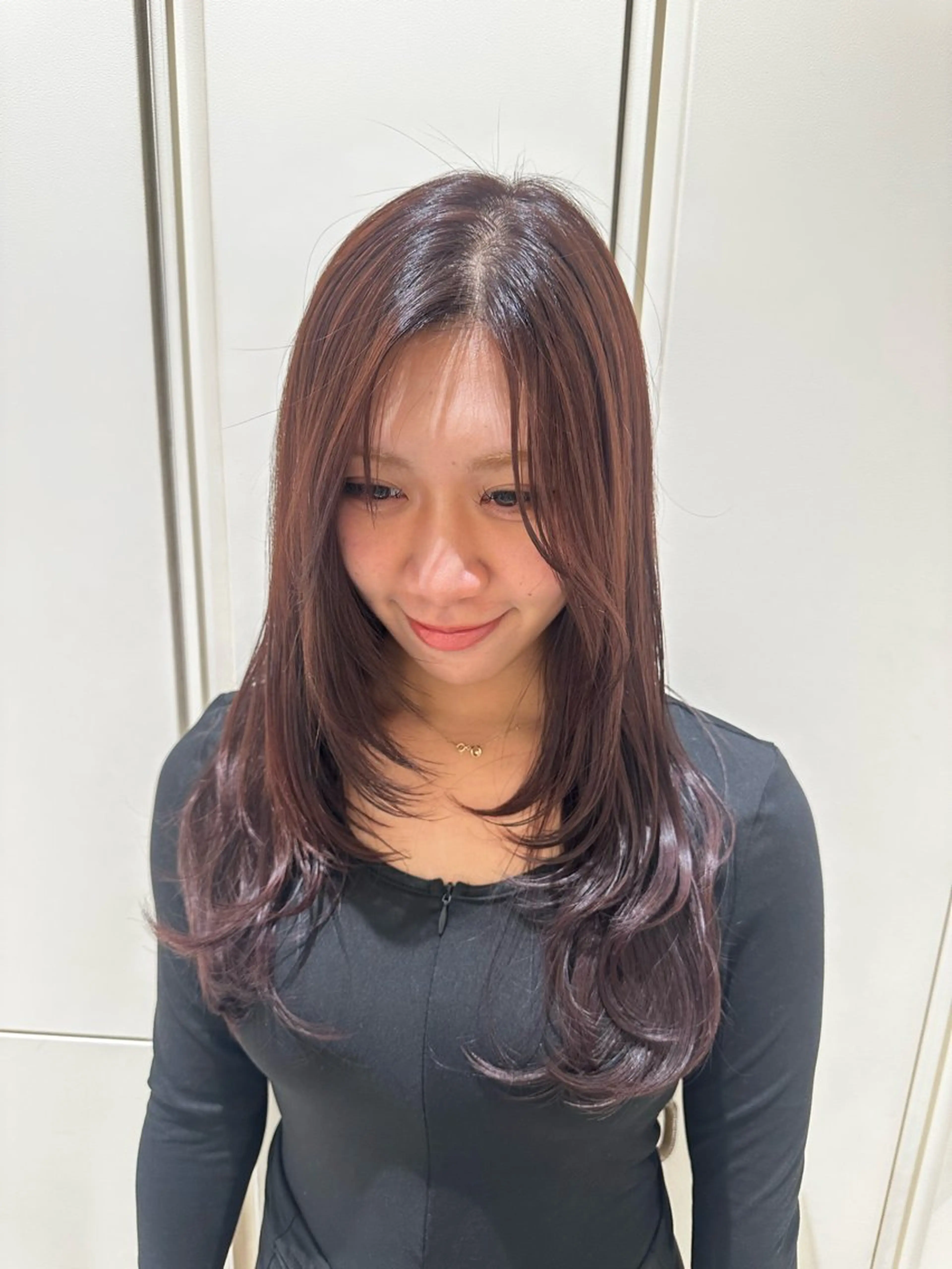 ロング カラー ヘアアレンジ タイトボブ個性派カラ ーAKANEのヘアスタイル