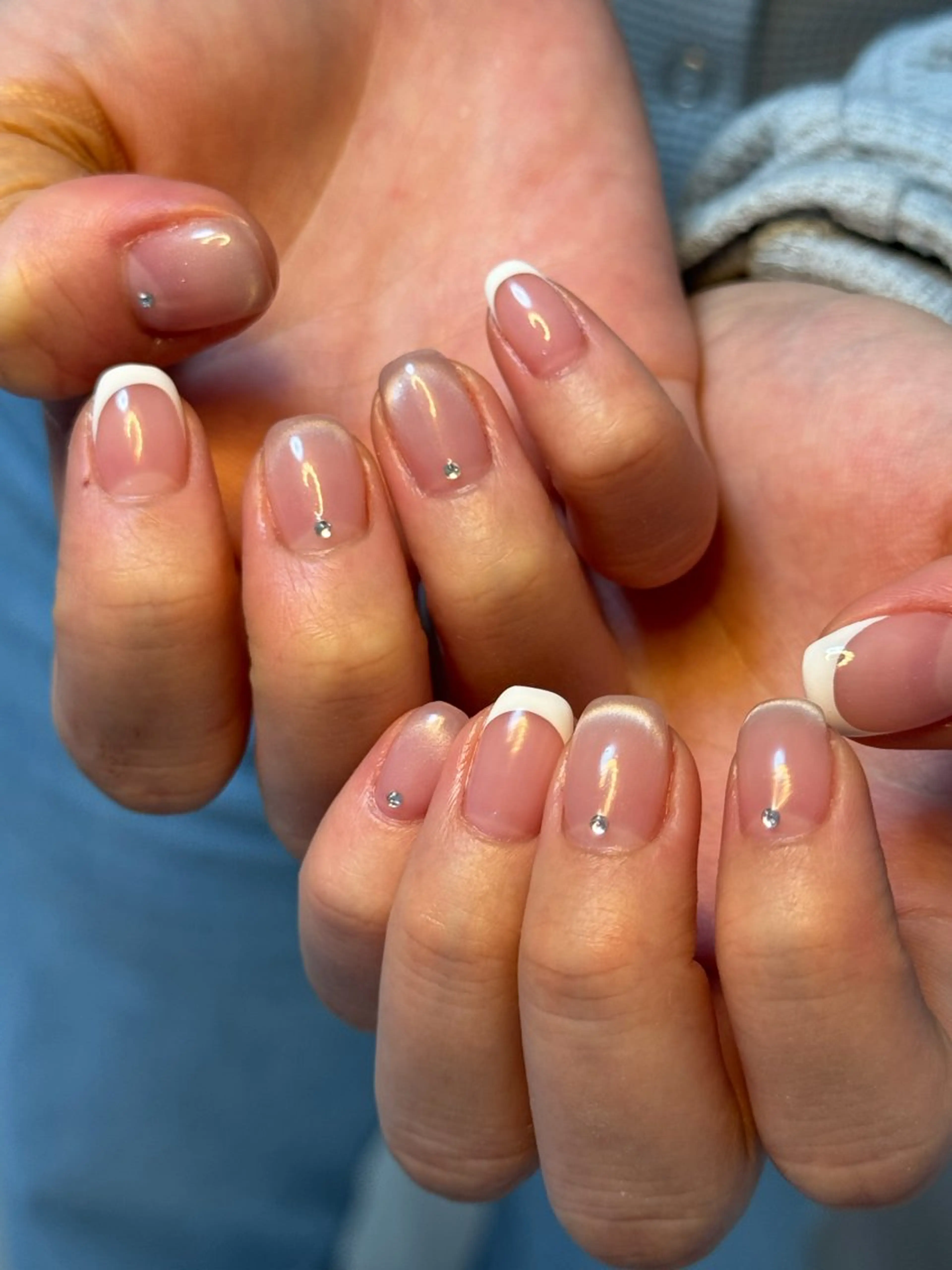 ネイル アートネイル オーロラネイル チークネイル フレンチネイル ガラスフレンチ ハンドネイル 🎀🎀YooLi Nail Salonのネイルデザイン