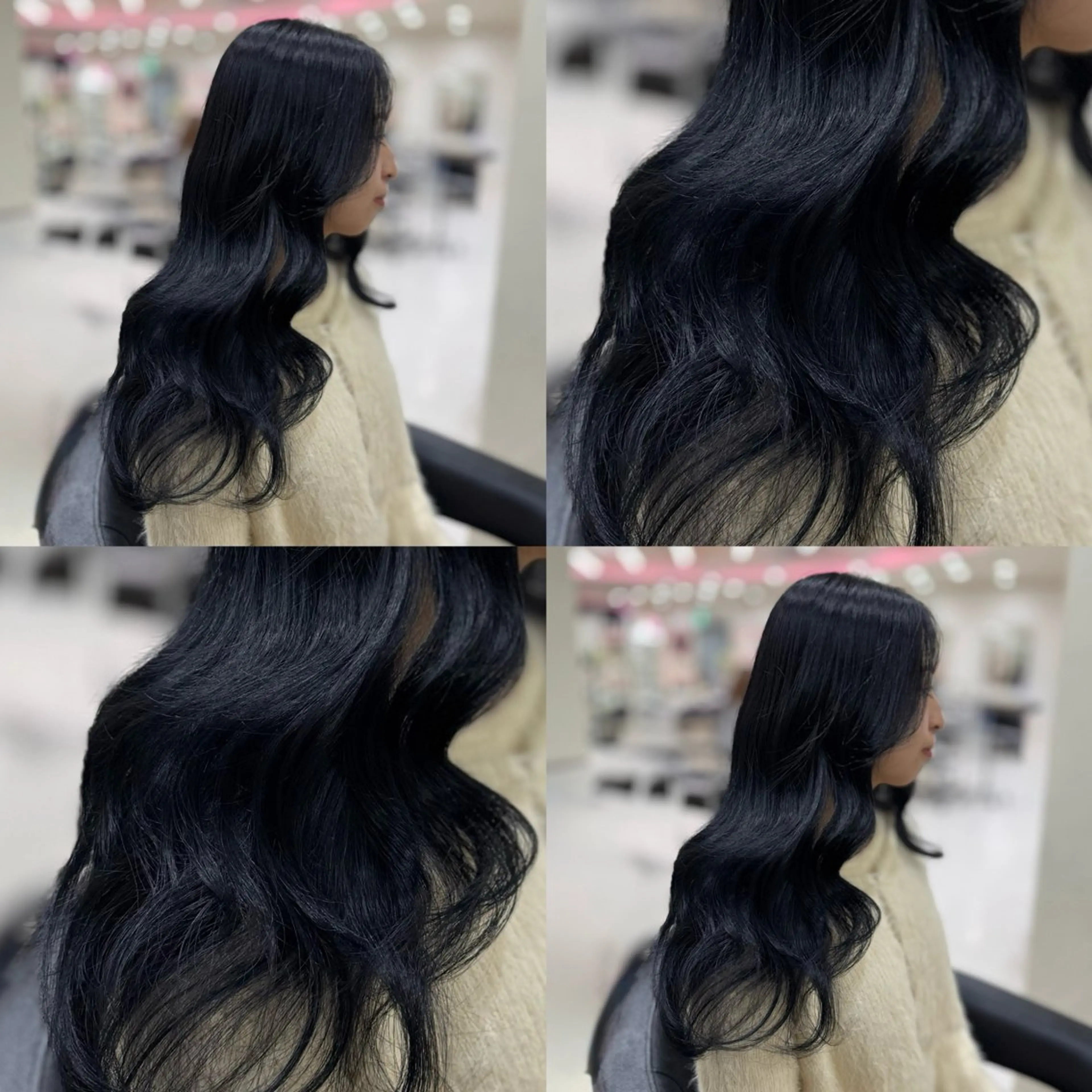 ロング 髪質改善 韓国風ヘア ヘアカラー トリートメント 透明感× ブルーブラック/池袋のヘアスタイル