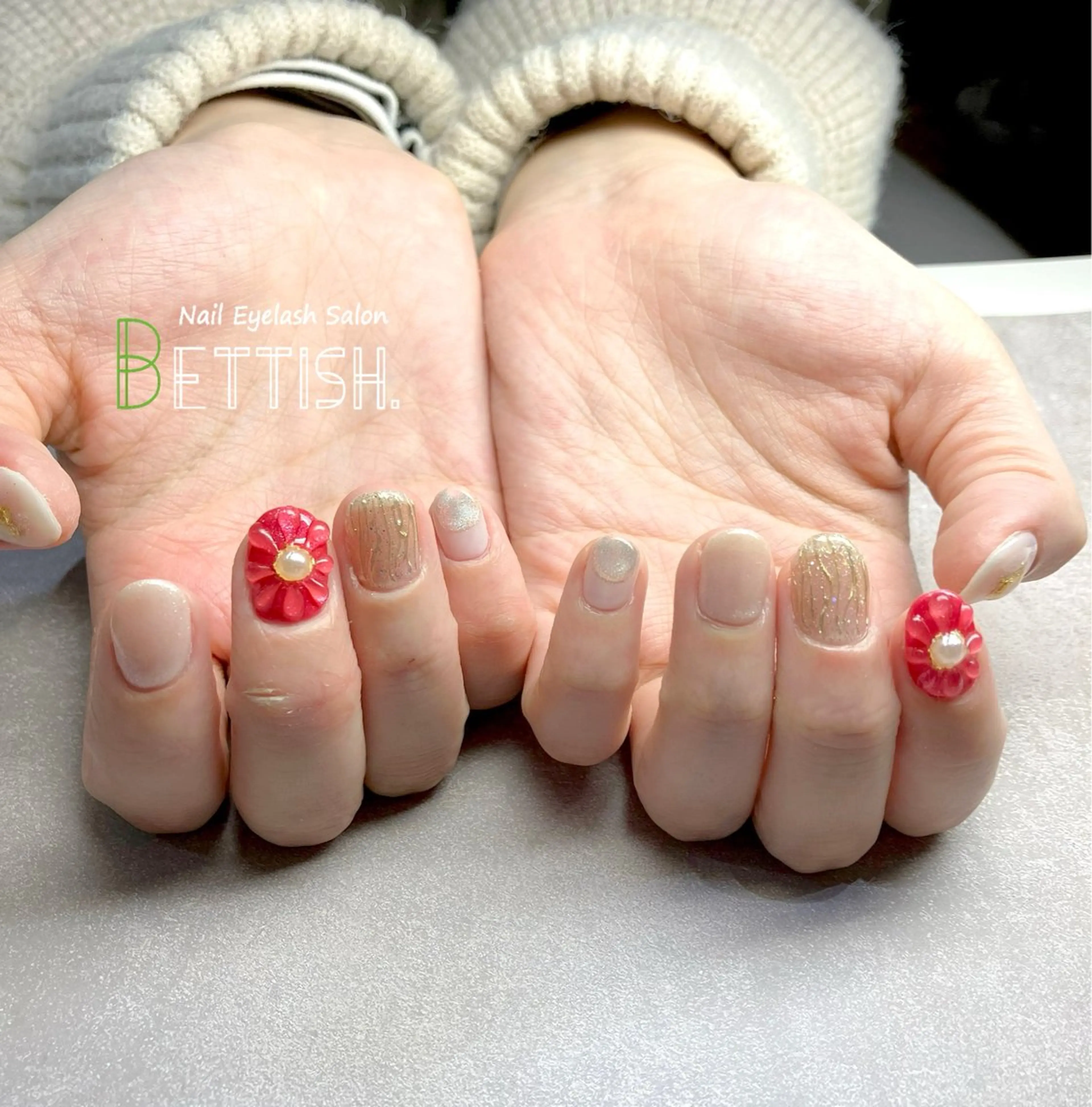 ネイル フラワーネイル 卒業式 ぷっくりネイル ハンドネイル BETTISH. KUMIKO☺︎︎のネイルデザイン