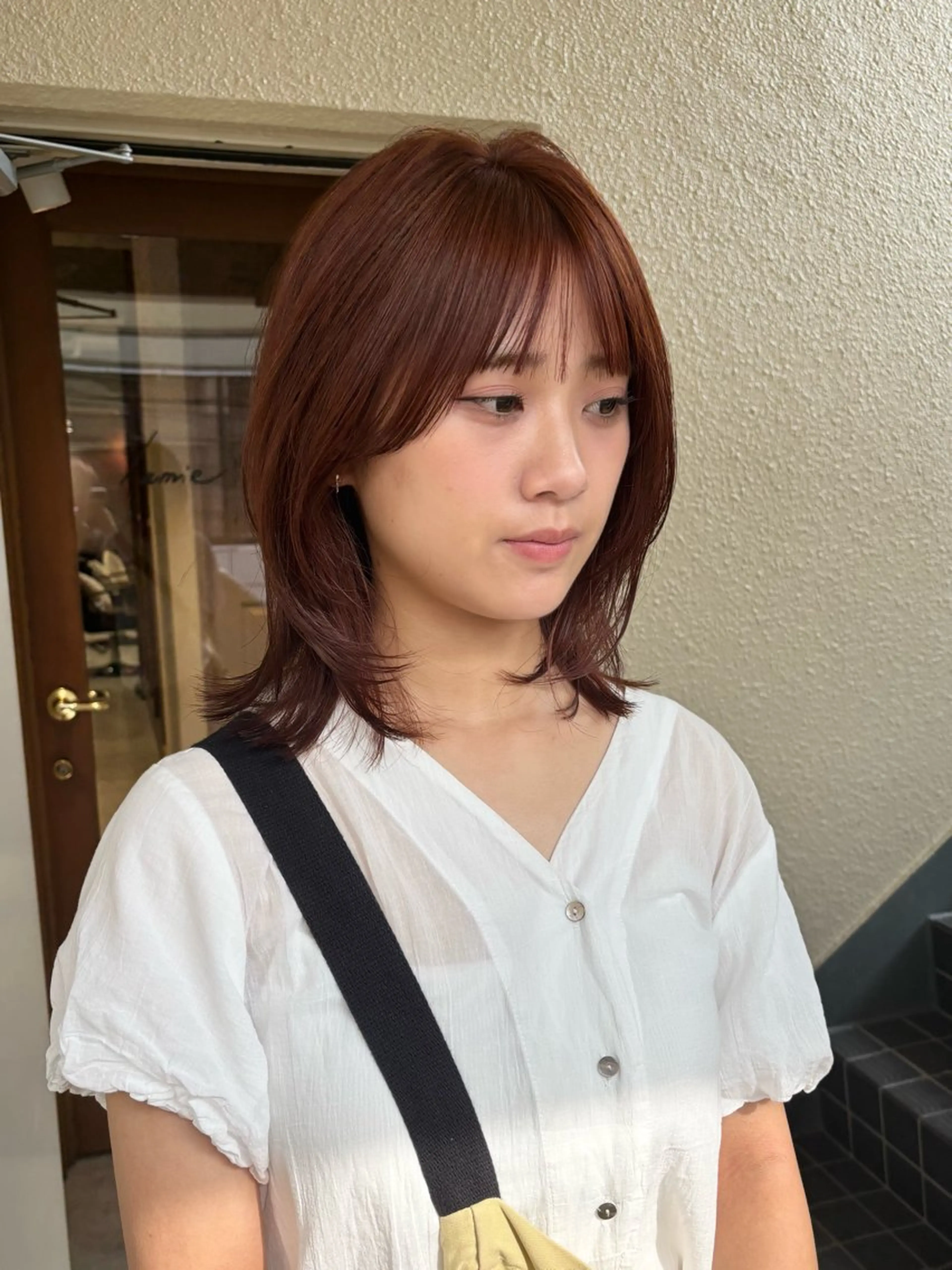 ミディアム カラー カット ヘアカラー トリートメント mei｜顔まわり ×透明感カラーのヘアスタイル