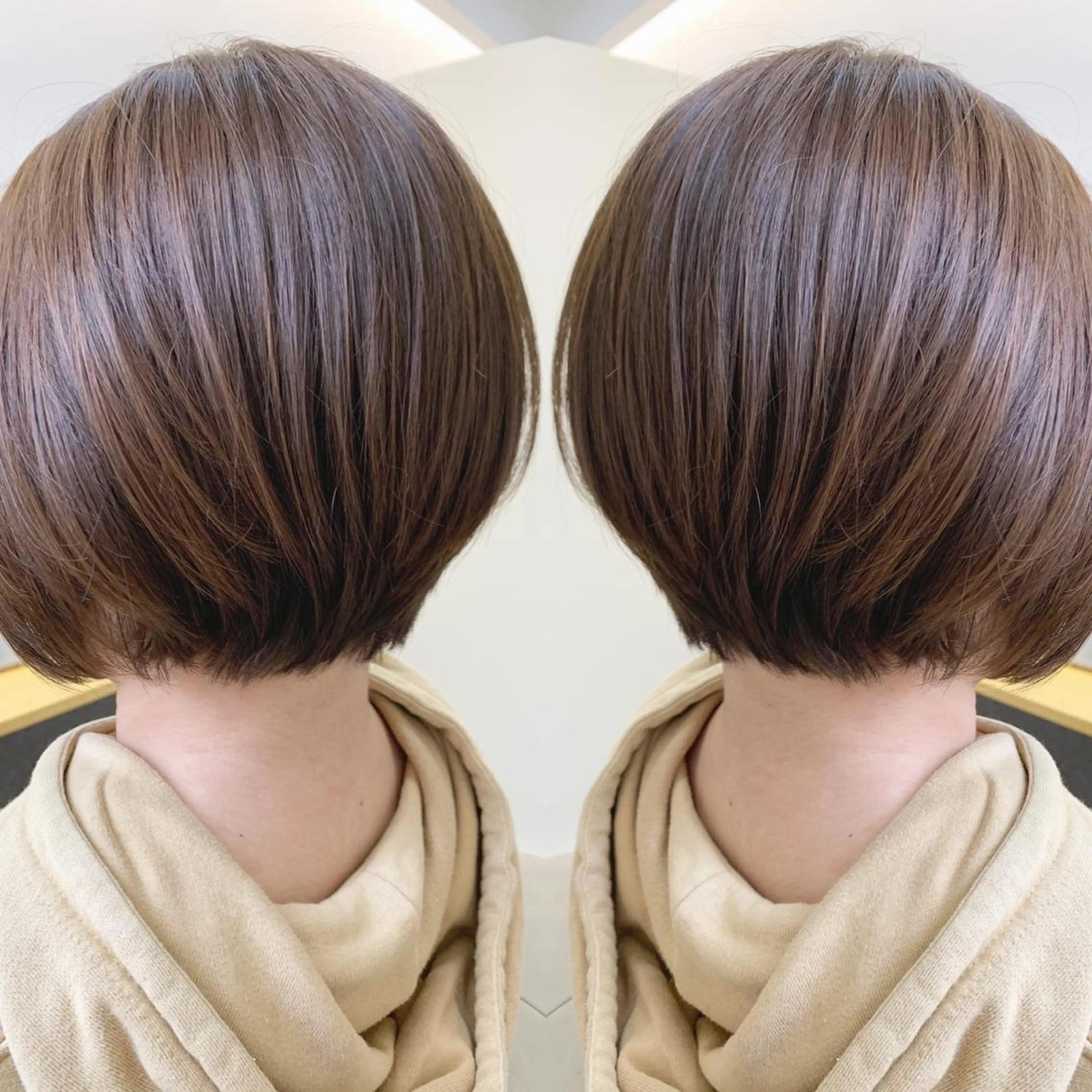 ショート 前下がりボブ ボブ カット ヘアカラー H所属・H (エイチ) 烏丸御池店のヘアスタイル