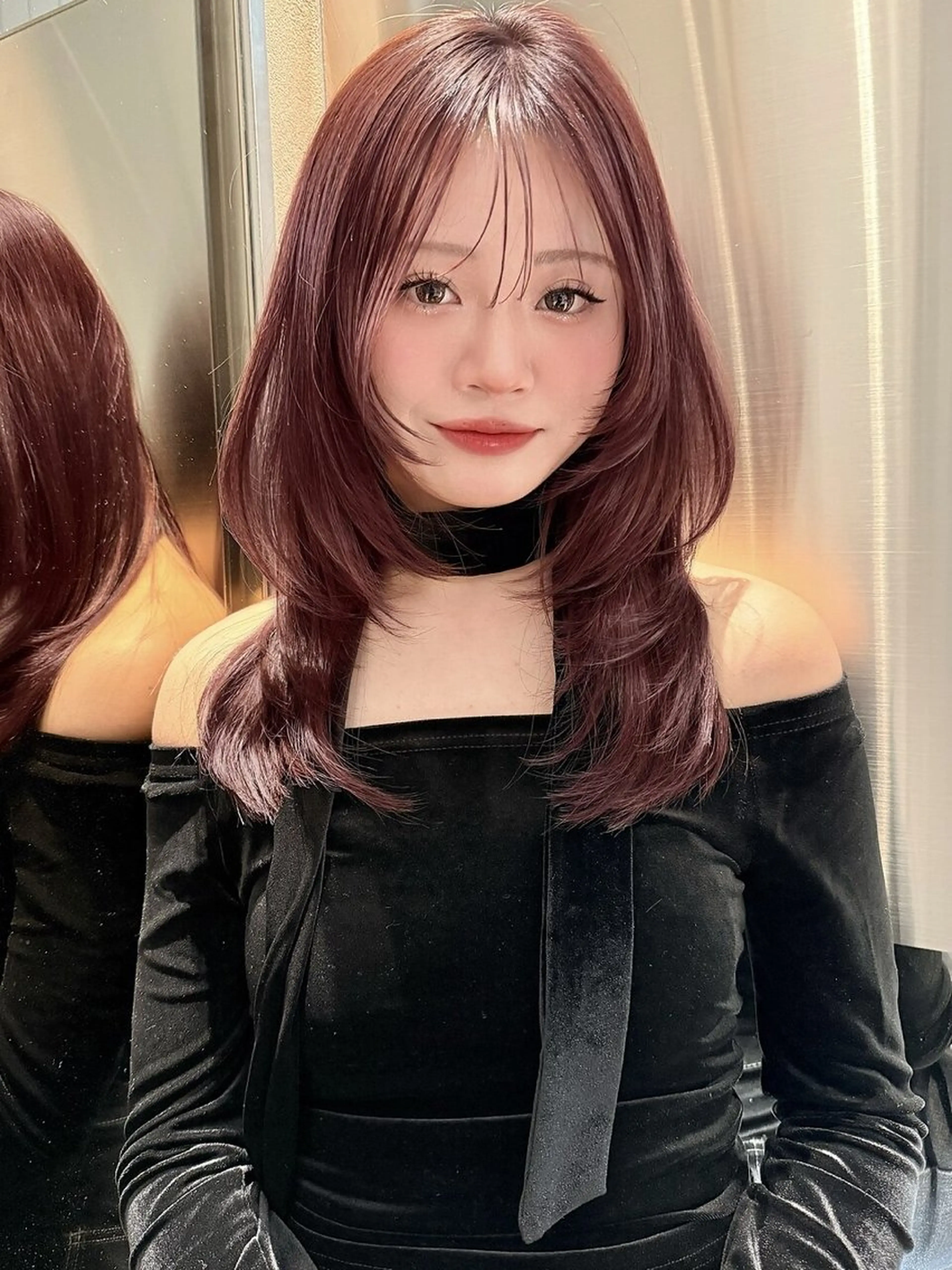 ミディアム カラー ヘアアレンジ 透明感カラー 顔まわりレイヤー レイヤーカット 小顔カット 美髪縮毛矯正/ 透明感カラー吉田光佑のヘアスタイル