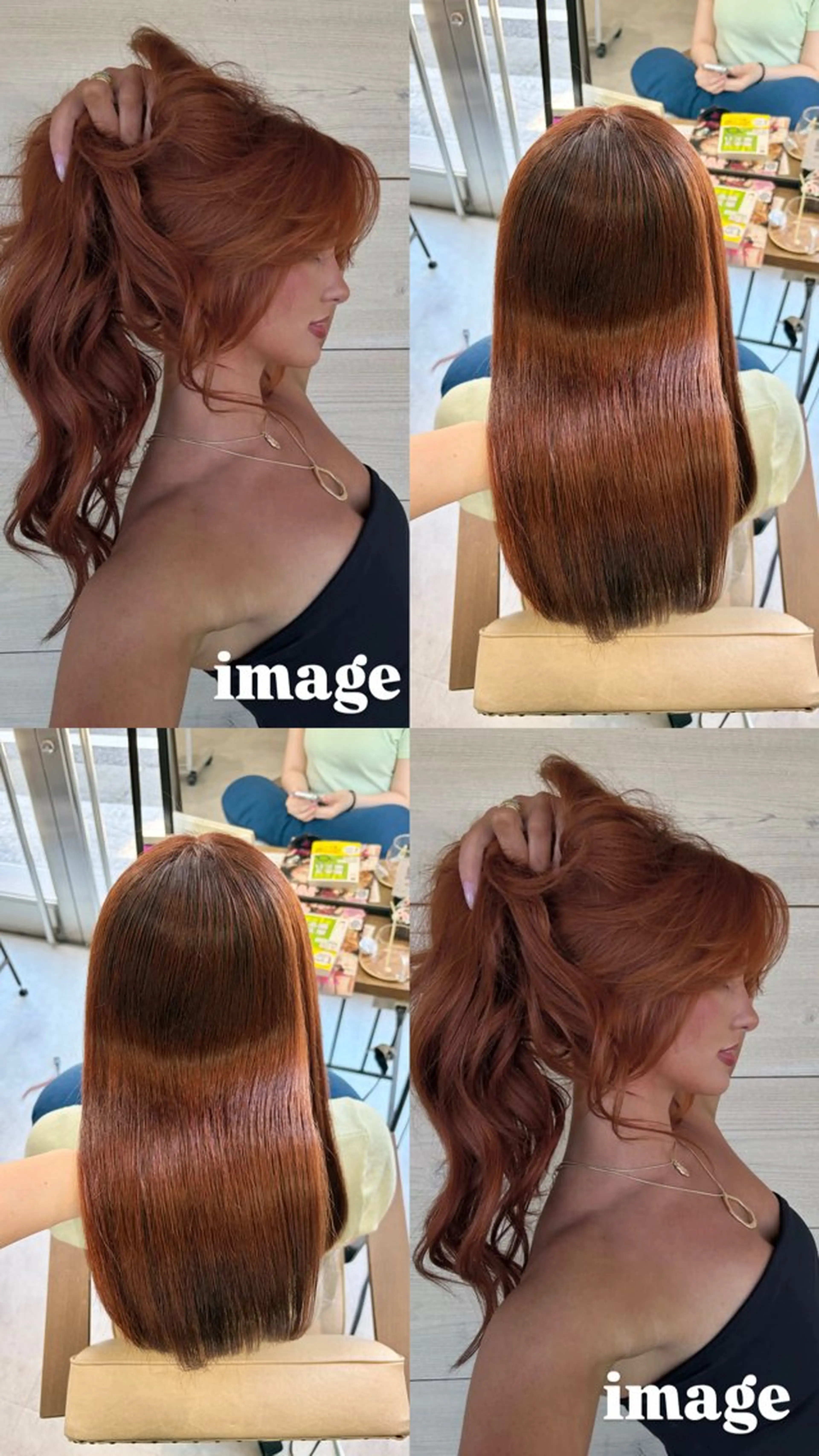 ロング カラー ブリーチ ブラウンカラー ブリーチなしカラー オレンジ オレンジブラウン ヘアカラー トリートメント Ouka/Wカラー/ 大人艶カラーのヘアスタイル