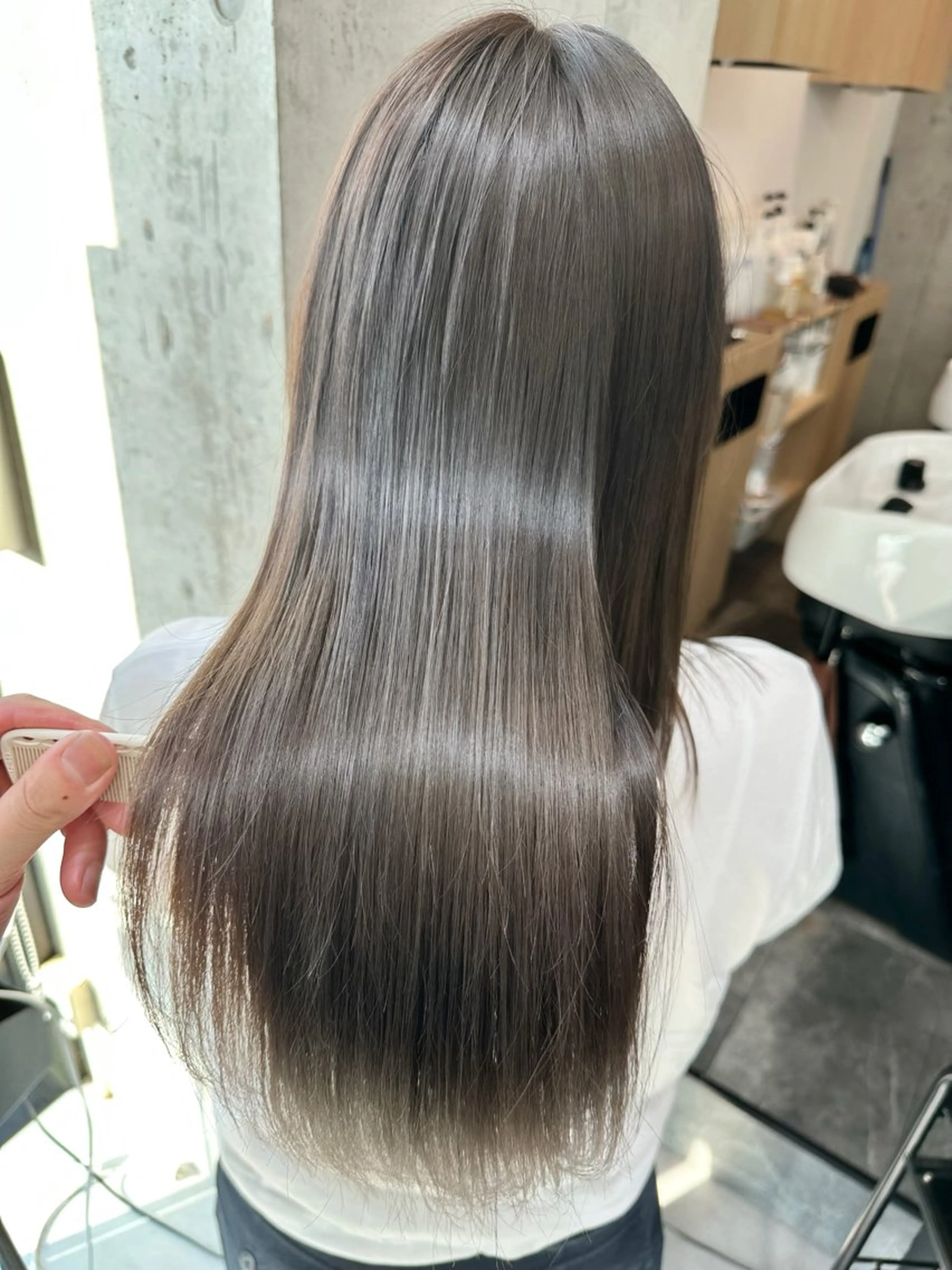 セミロング カット ヘアカラー トリートメント ✨透明感カラー/縮毛 恵比寿HAYATO✨のヘアスタイル