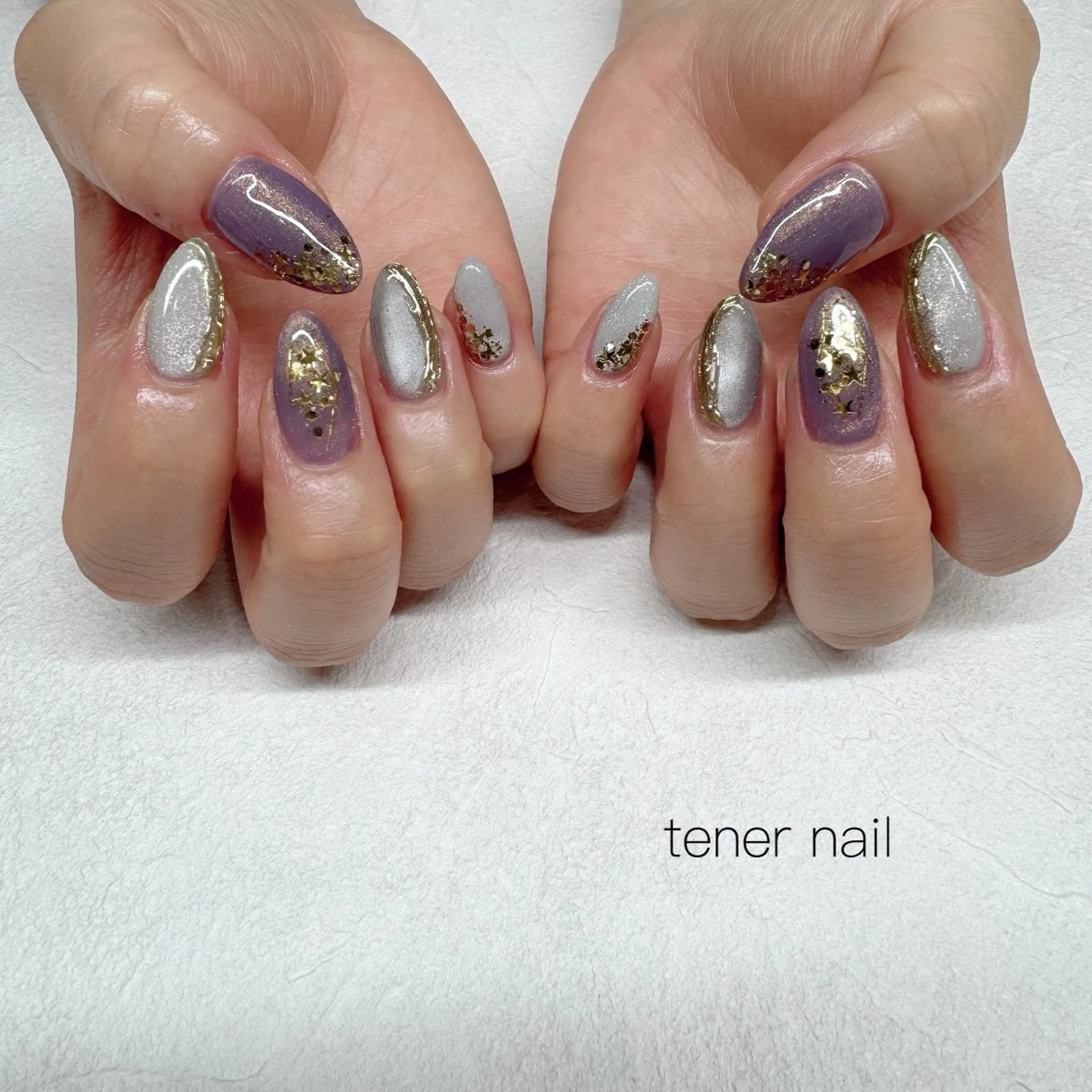 ネイル ニュアンスネイル パープル ハンドネイル テネルネイル tener nailのネイルデザイン