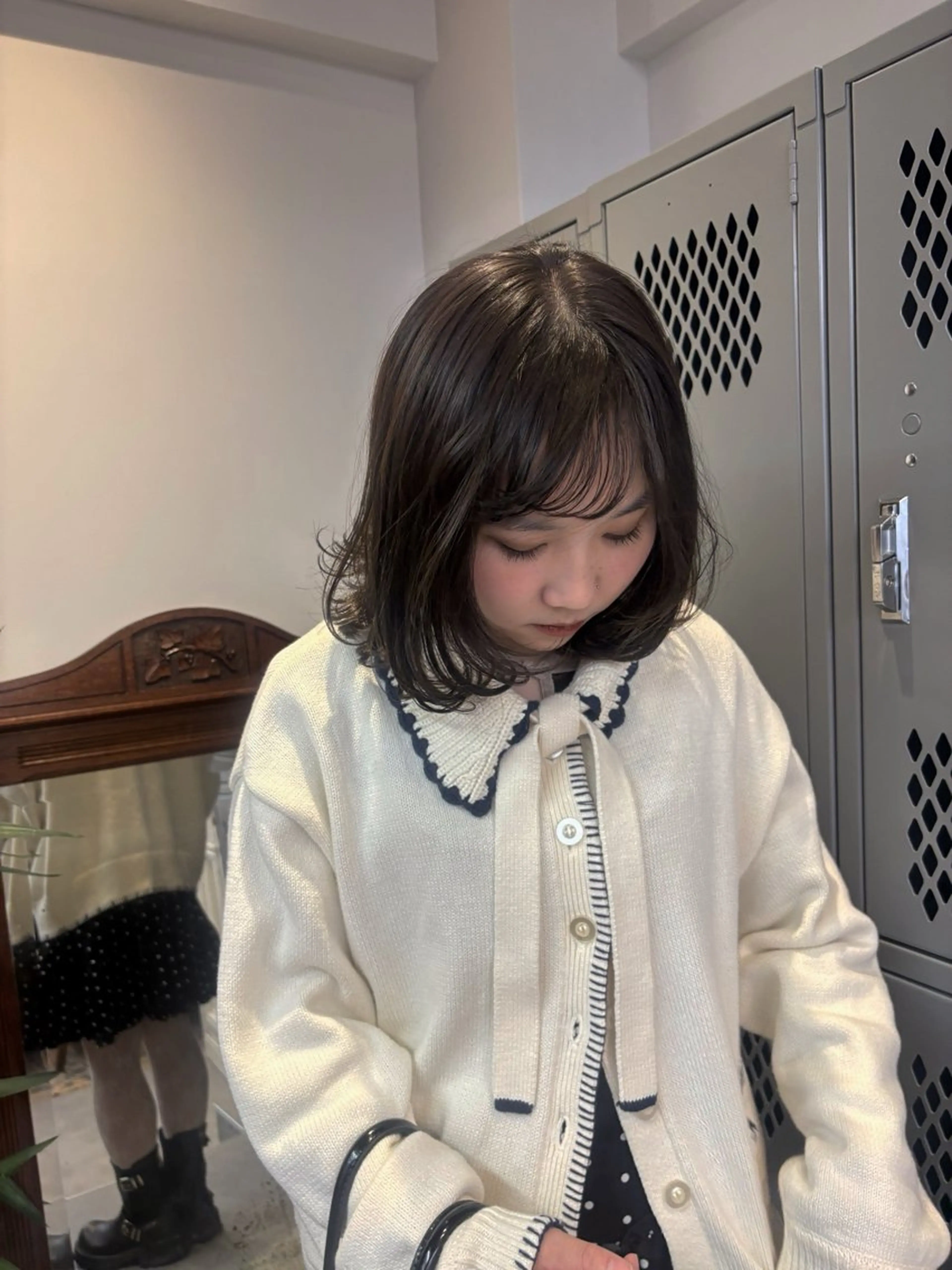 ミディアム カラー グレージュ NANAKO benji 香椎のヘアスタイル